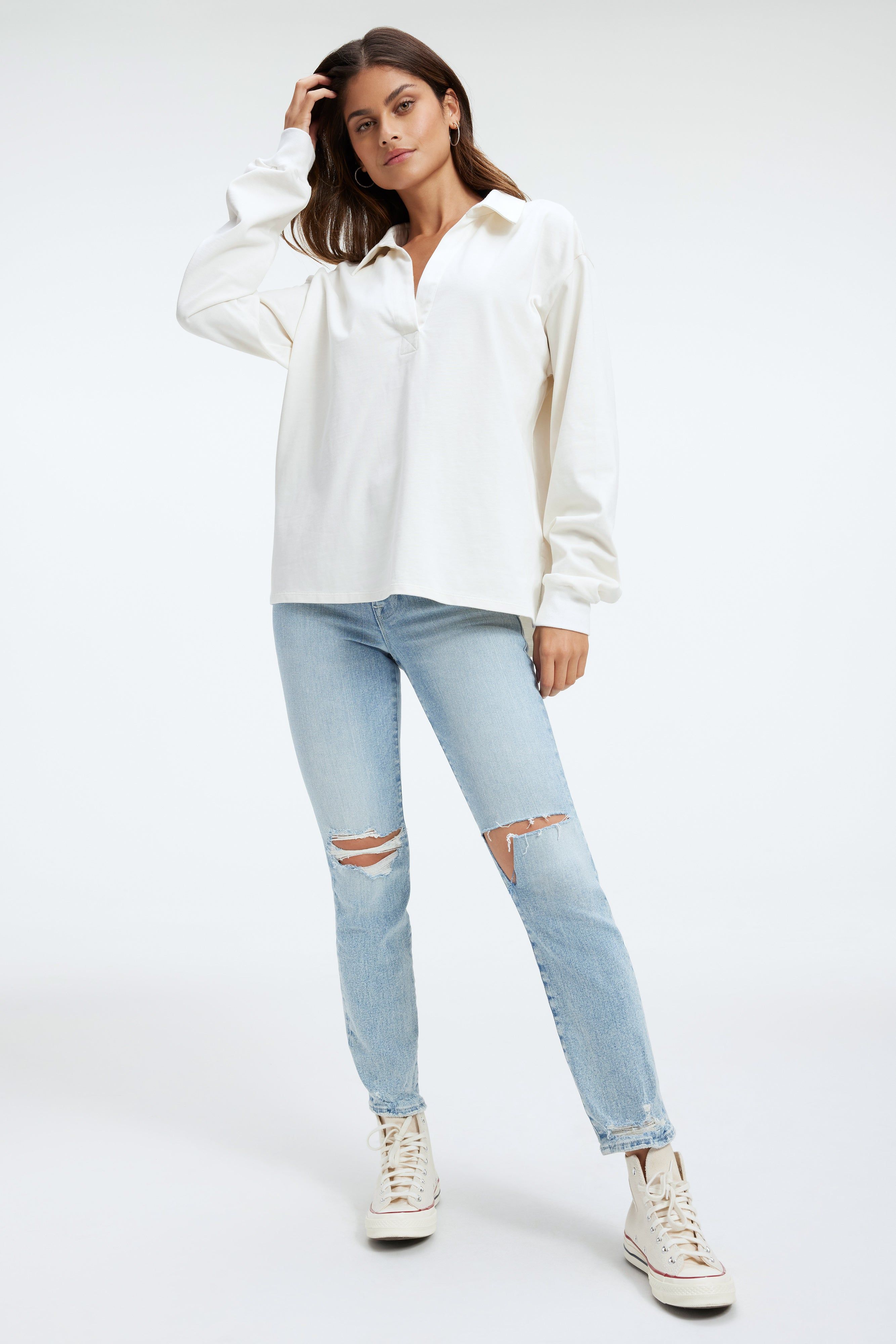 OVERSIZED RUGBY SHIRT | IVORY001 sold by Good American product image thumbnail 4