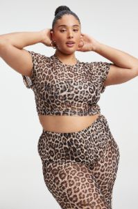 MESH CROPPED TEE | GOOD LEOPARD003 sold by Good American