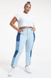 GOOD ICON PATCHWORK JEANS | INDIGO358 sold by Good American