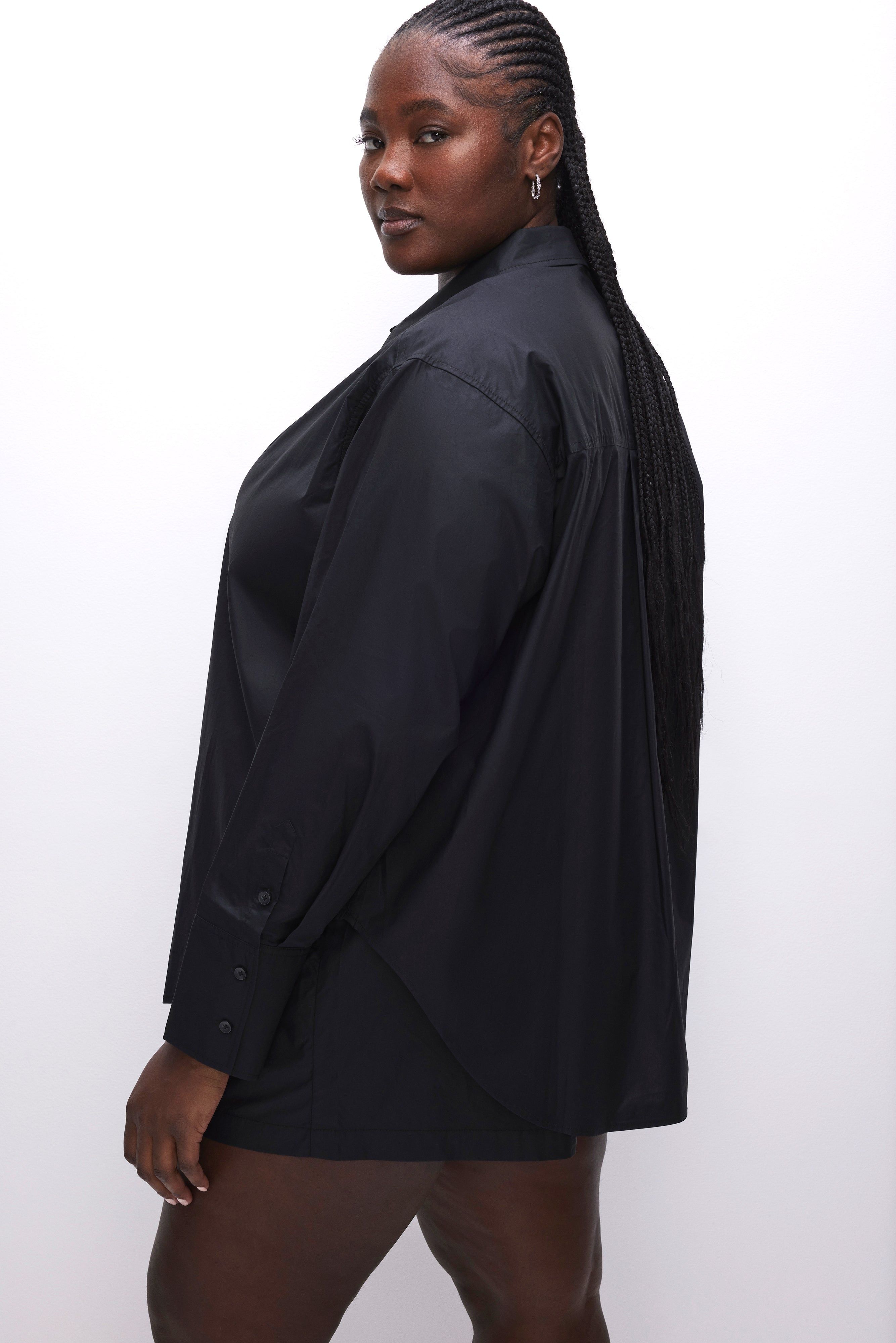 COATED POPLIN SHIRT | BLACK001 sold by Good American product image thumbnail 9