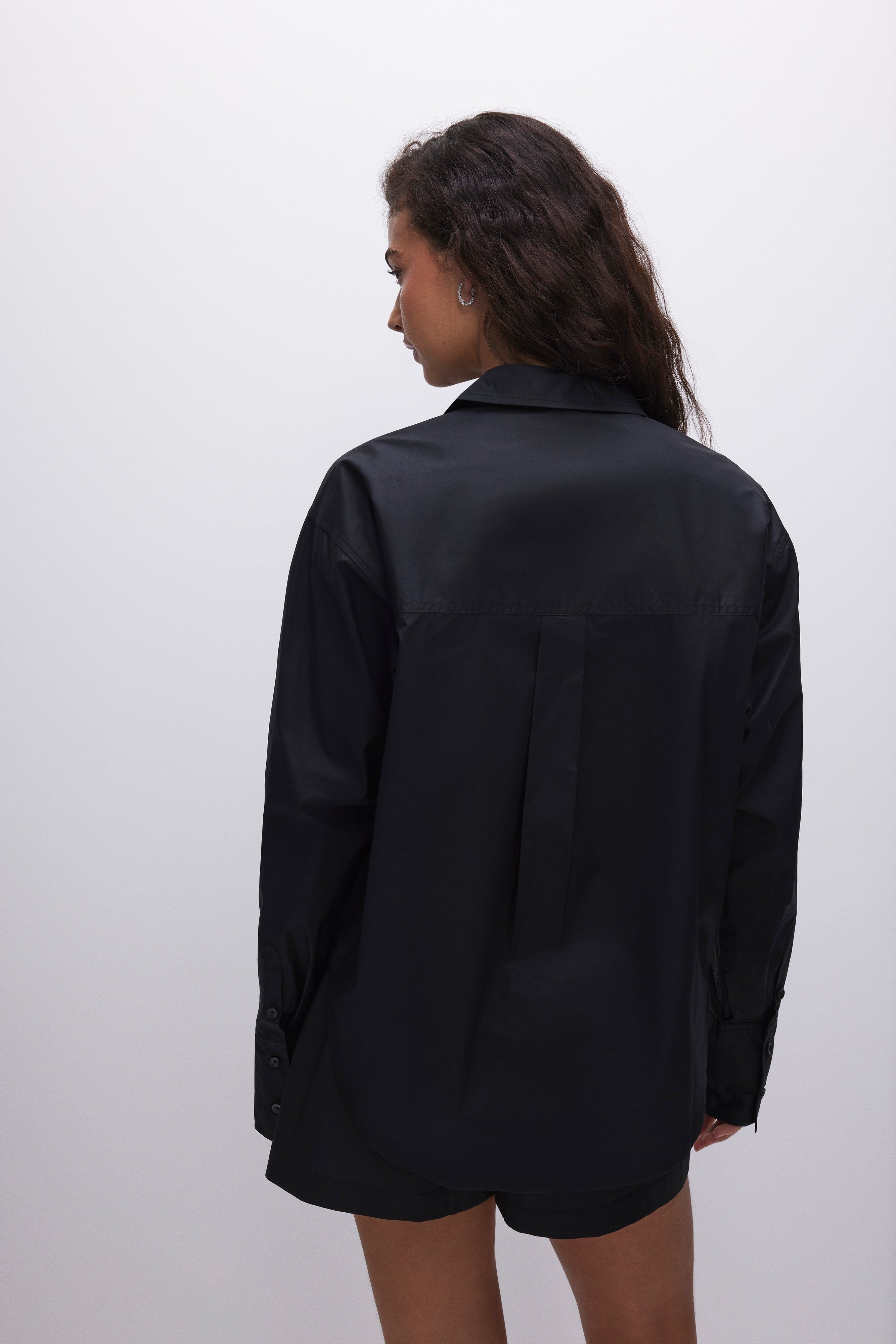 COATED POPLIN SHIRT | BLACK001 sold by Good American product image thumbnail 5