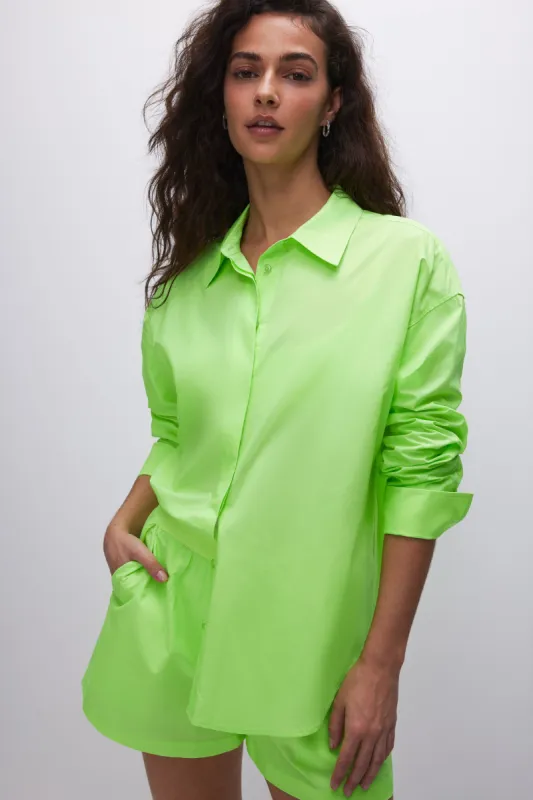 COATED POPLIN SHIRT | ELECTRIC LIME002 sold by Good American