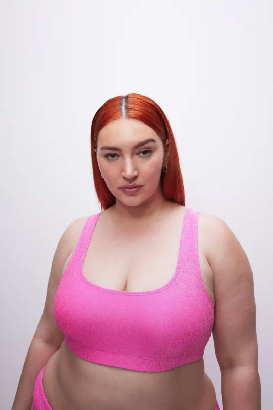 SPARKLE SCOOP BIKINI TOP | KNOCKOUTPINK001 sold by Good American