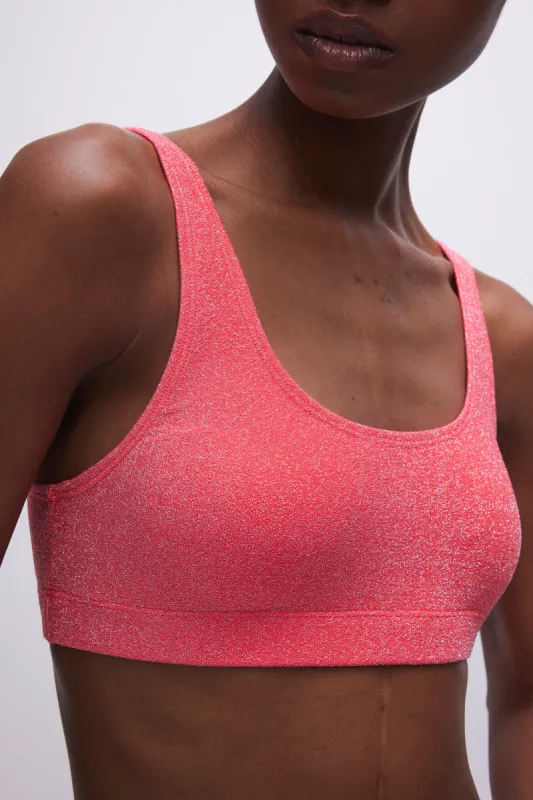 SPARKLE SCOOP BIKINI TOP | FIERY CORAL 002 sold by Good American