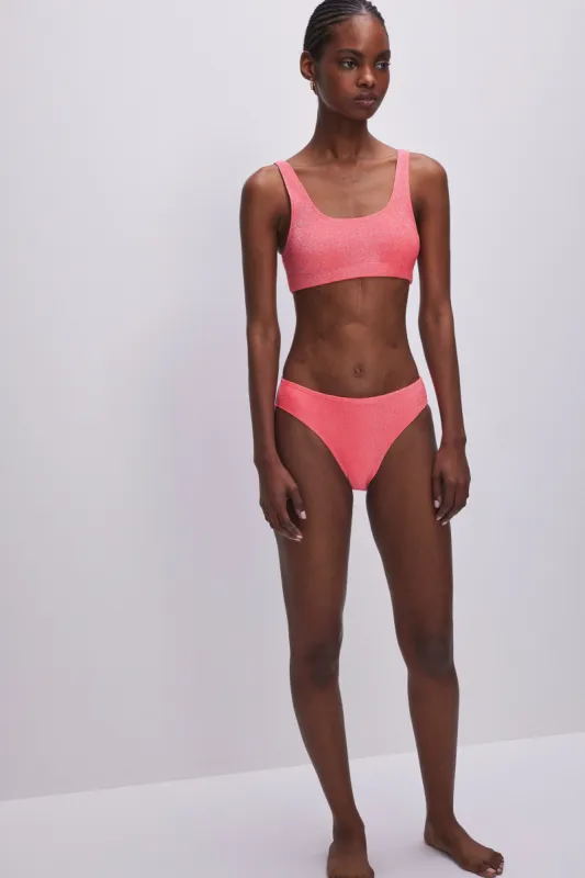 SPARKLE BIKINI BOTTOM | FIERY CORAL 002 sold by Good American