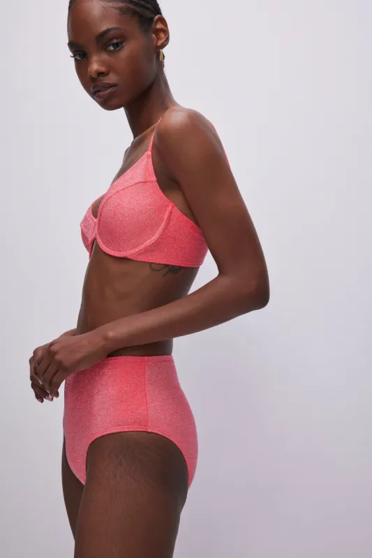SPARKLE DEMI CUP BIKINI  TOP | FIERY CORAL 002 sold by Good American