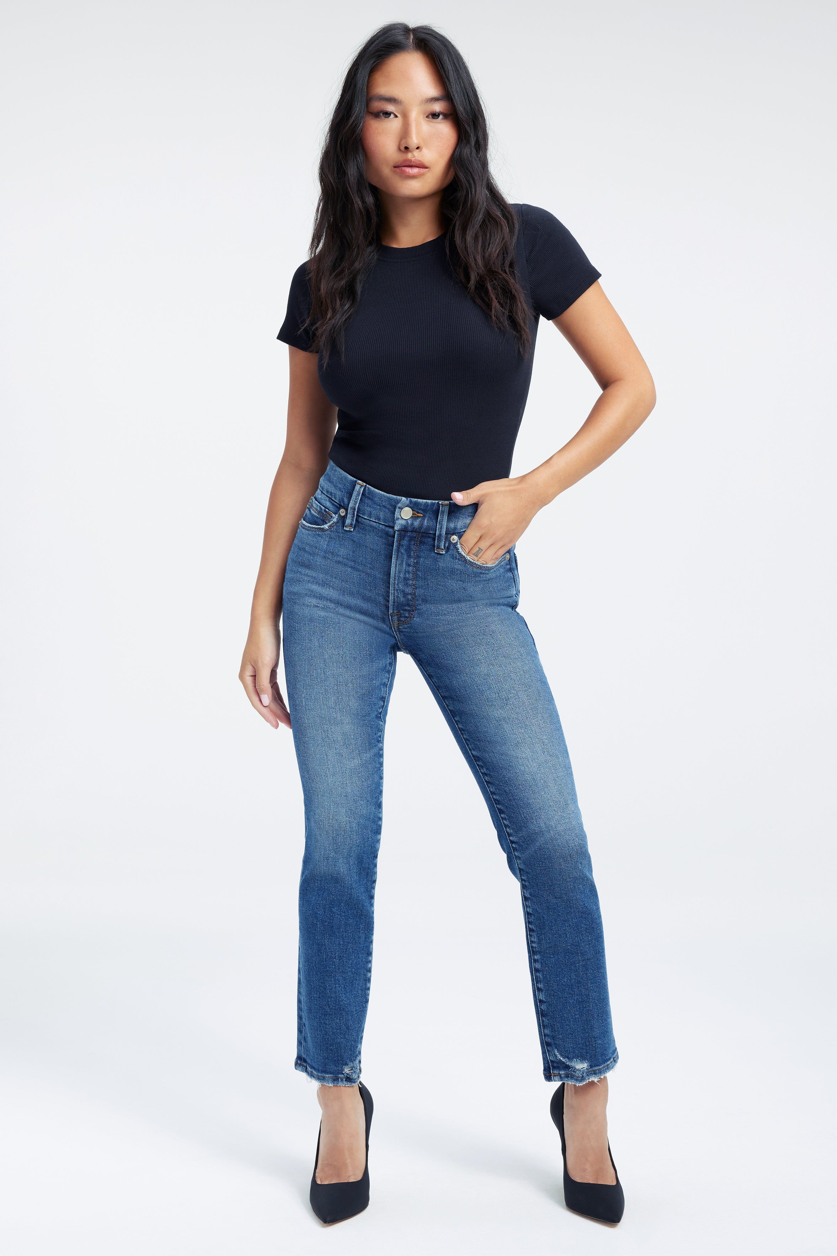 GOOD PETITE STRAIGHT JEANS | INDIGO331 sold by Good American product image thumbnail 2