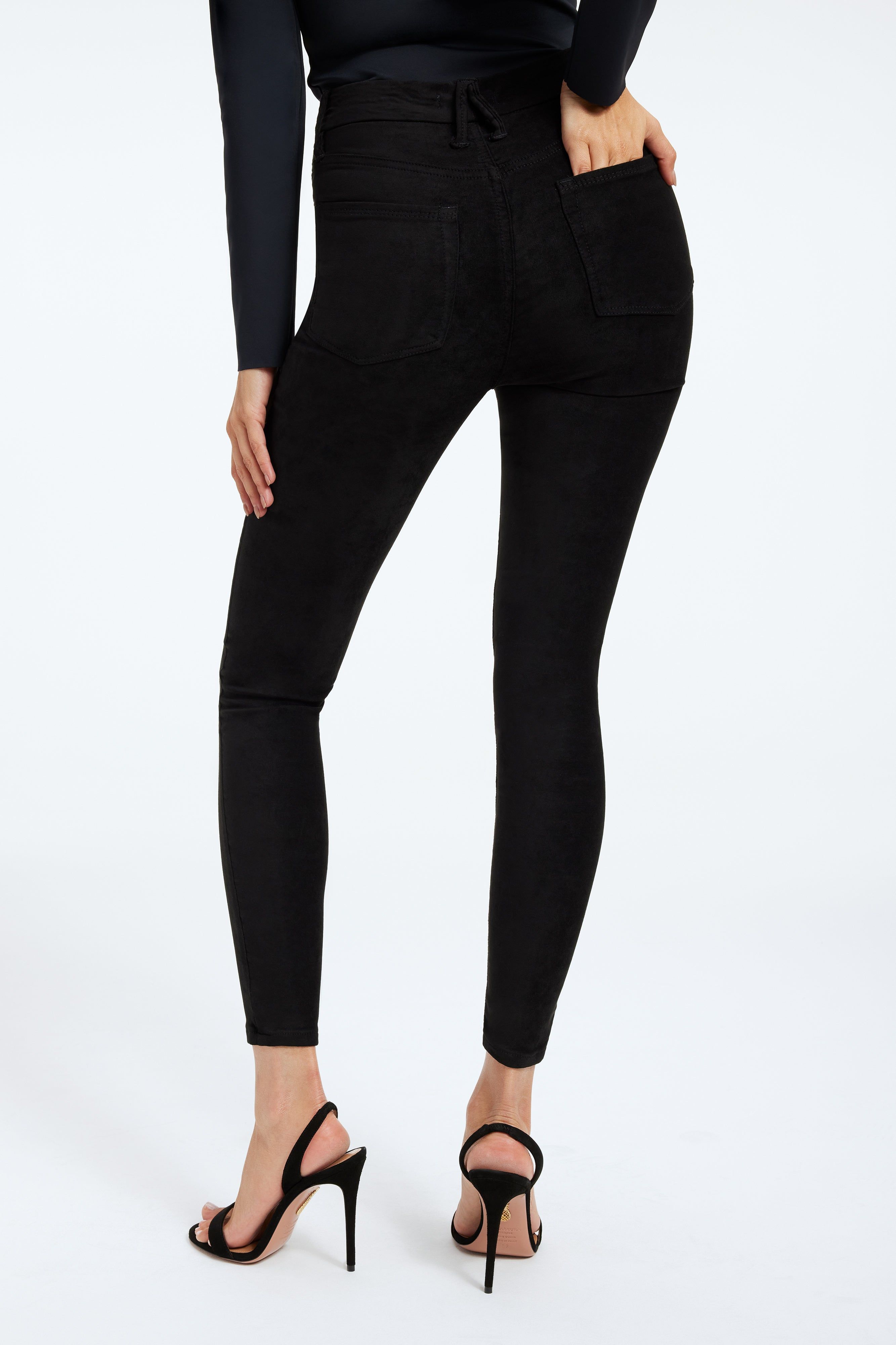 GOOD LEGS FAUX SUEDE PANTS | BLACK033 sold by Good American product image thumbnail 4