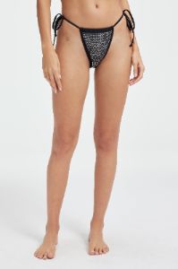 RHINESTONE TIES BIKINI BOTTOM | BLACK001 sold by Good American