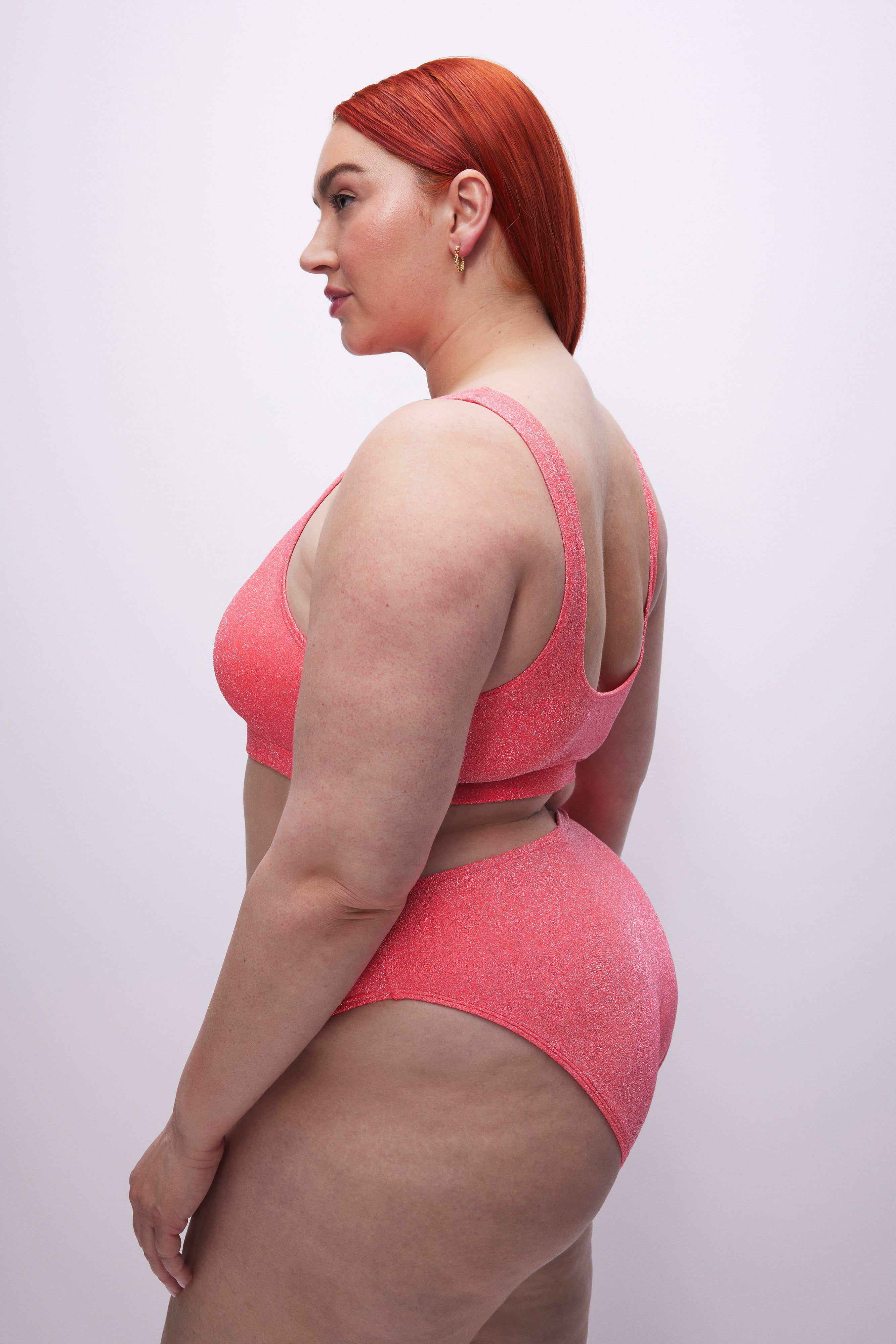 SPARKLE SCOOP BIKINI TOP | FIERY CORAL 002 sold by Good American product image thumbnail 9
