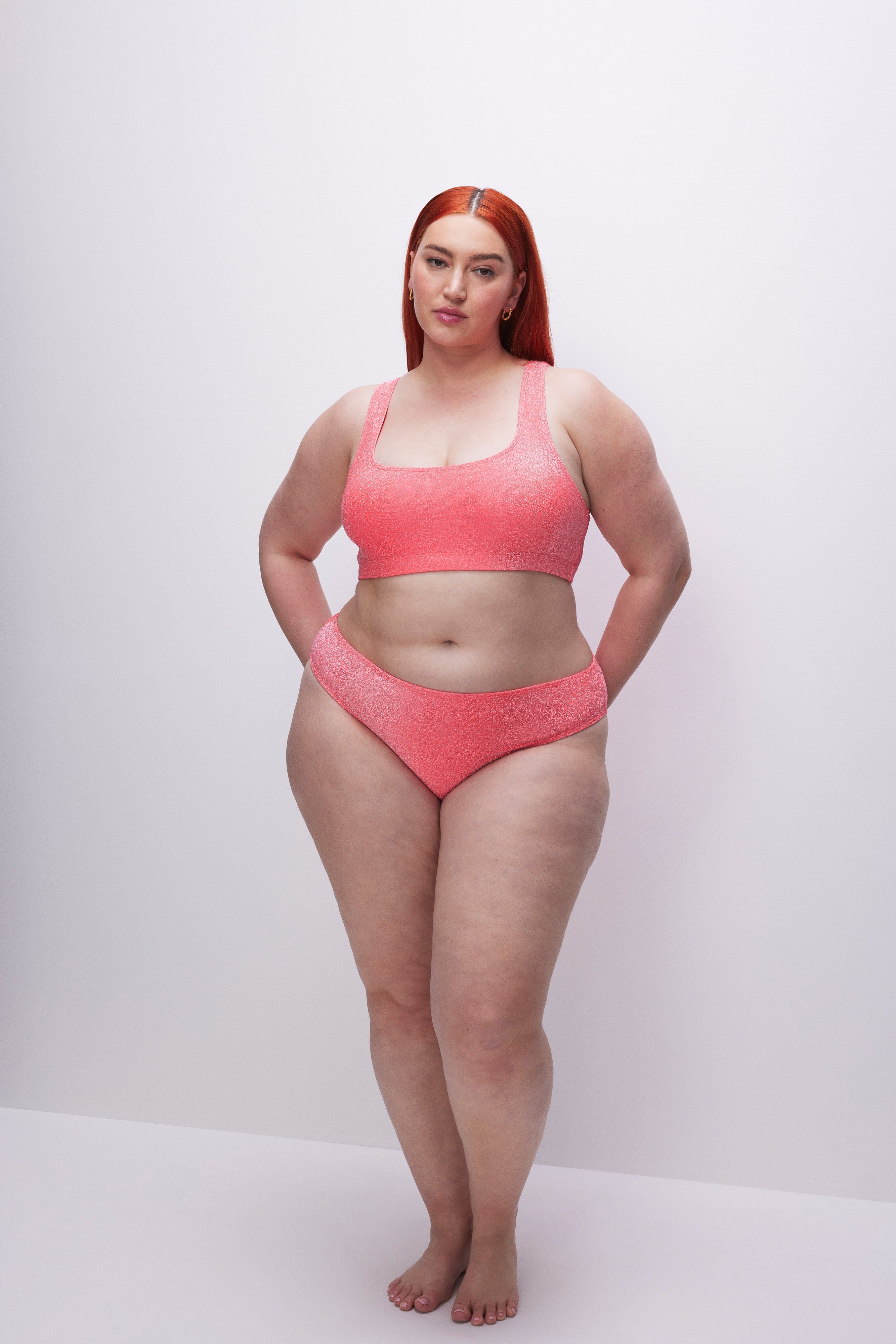 SPARKLE SCOOP BIKINI TOP | FIERY CORAL 002 sold by Good American product image thumbnail 7