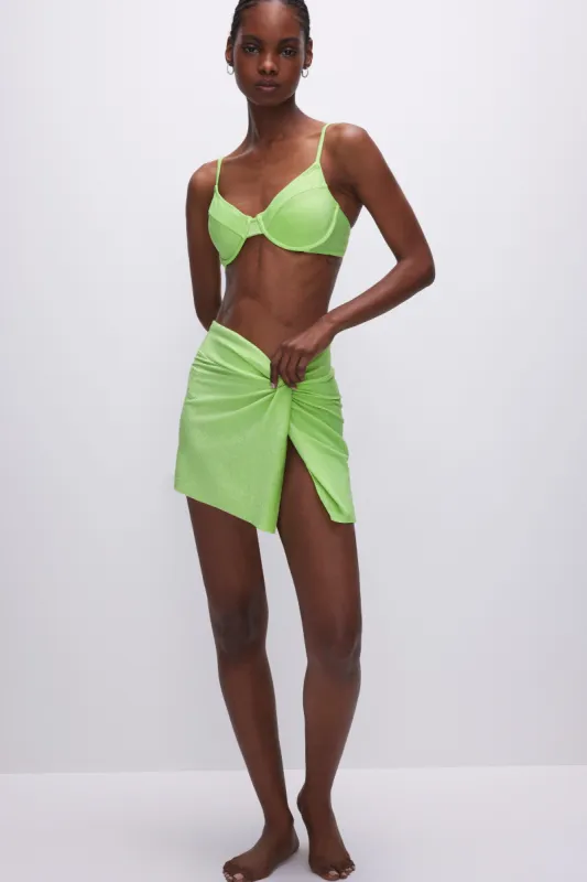 SPARKLE  MINI TWIST SARONG | ELECTRIC LIME002 sold by Good American