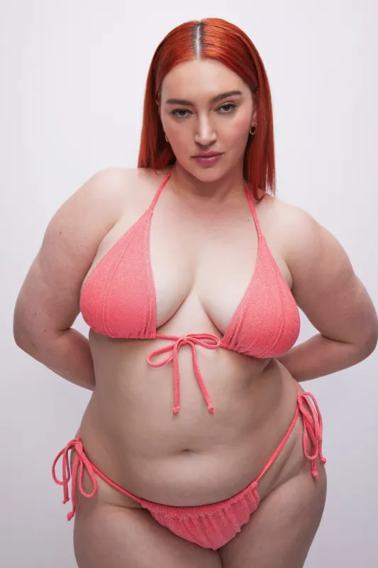 SPARKLE TINY TIES BIKINI TOP | FIERY CORAL 002 sold by Good American