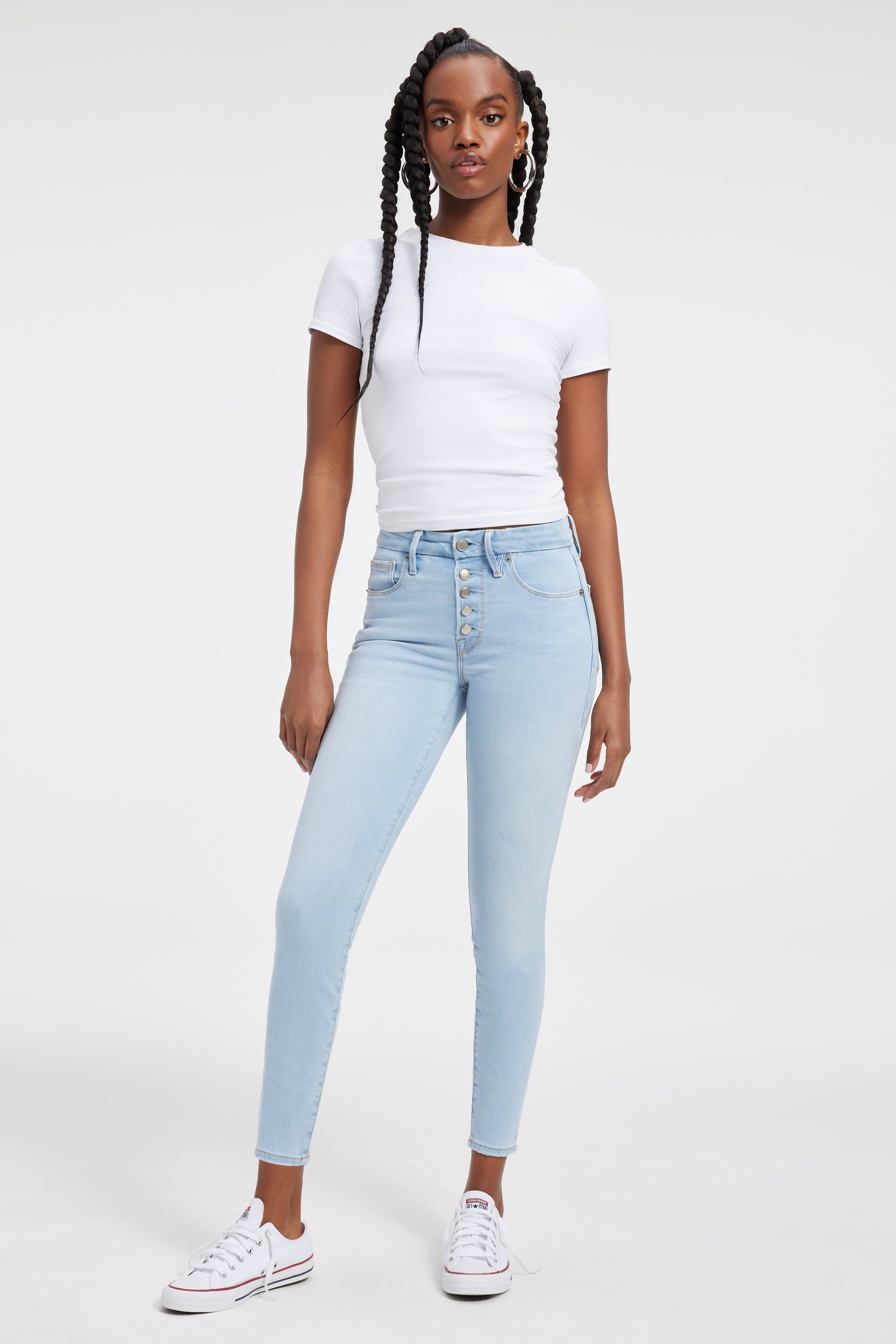 GOOD LEGS SKINNY CROPPED JEANS | INDIGO391 sold by Good American product image thumbnail 6
