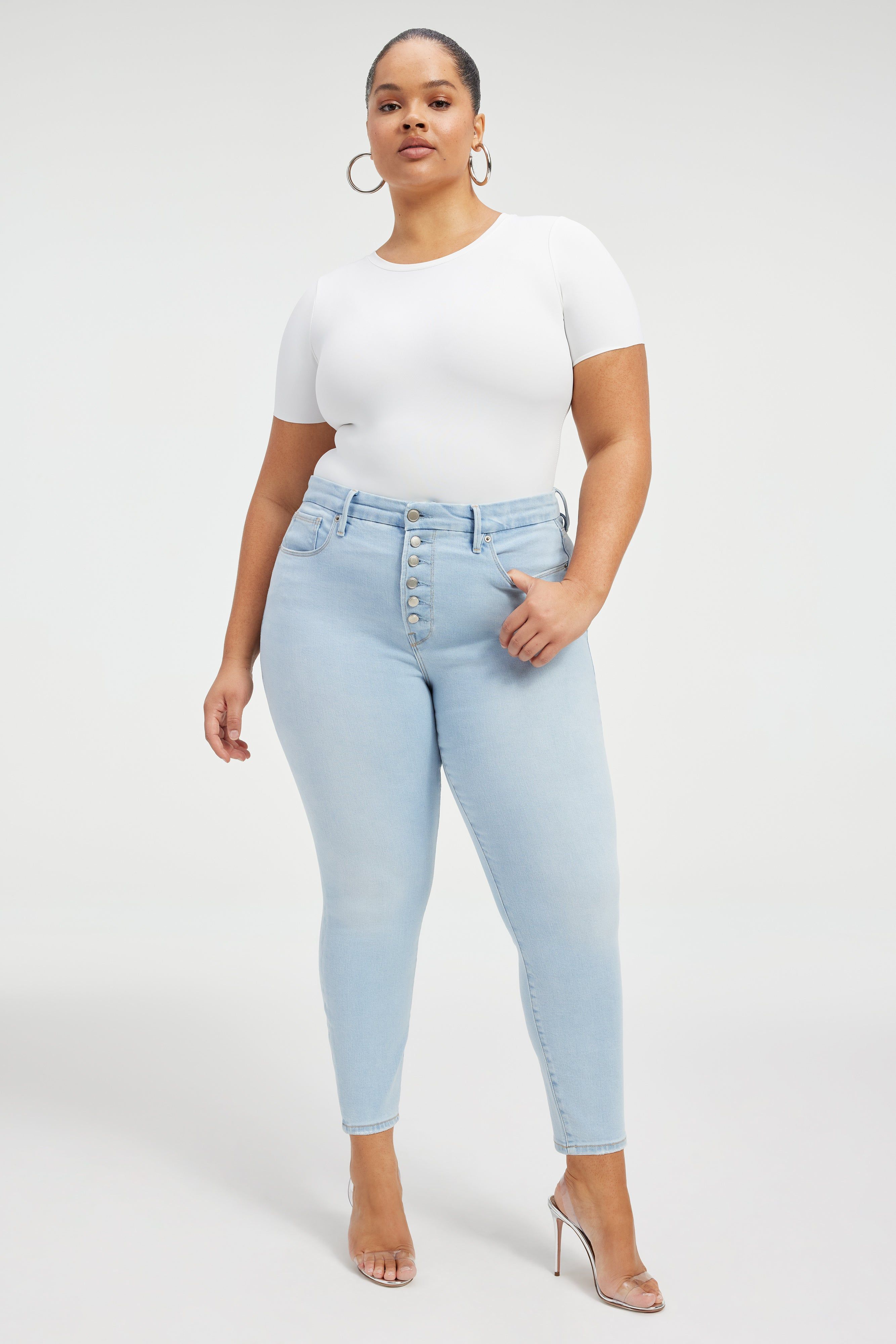 GOOD LEGS SKINNY CROPPED JEANS | INDIGO391 sold by Good American