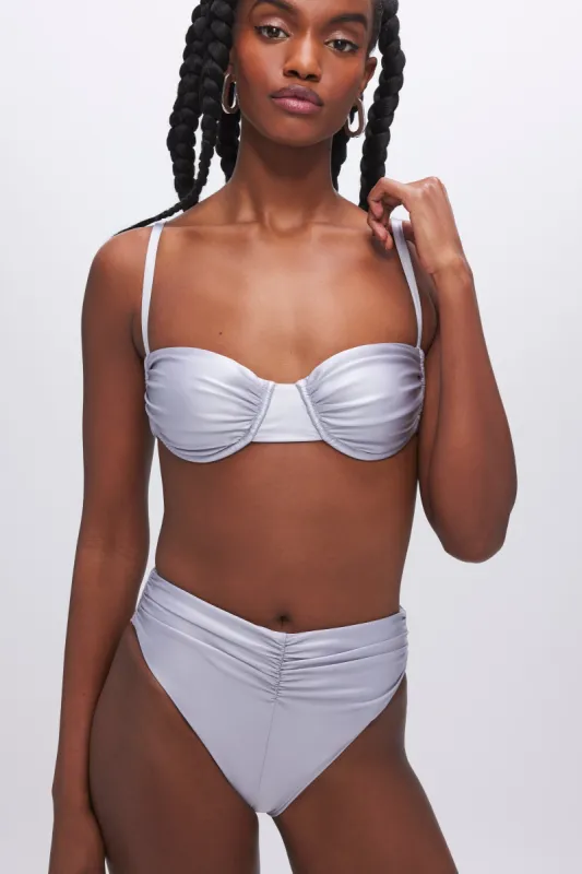RUCHED DEMI CUP BIKINI TOP | SILVER001 sold by Good American
