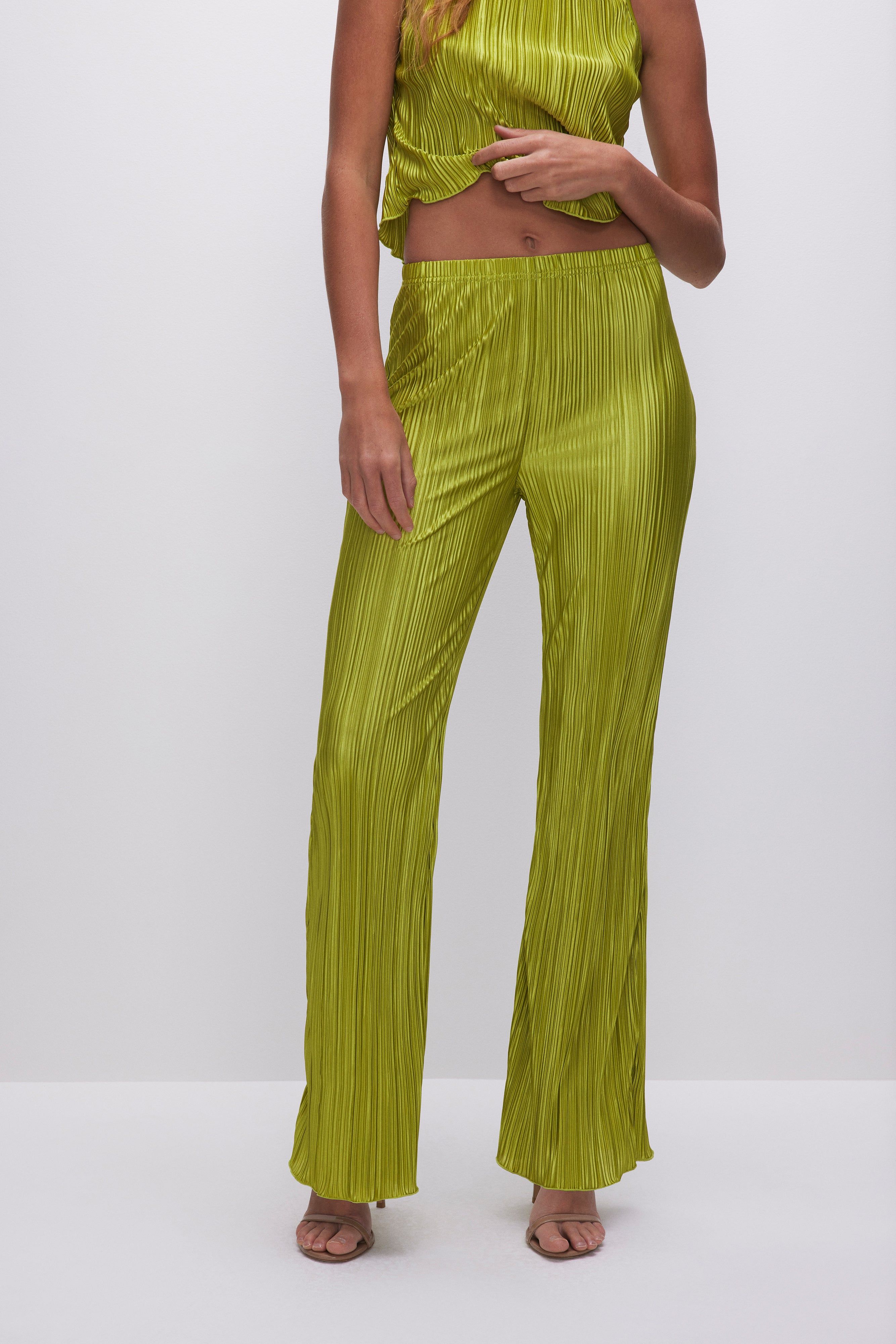 ALWAYS FITS PLISSÉ PANTS | CHARTRUSSE001 sold by Good American