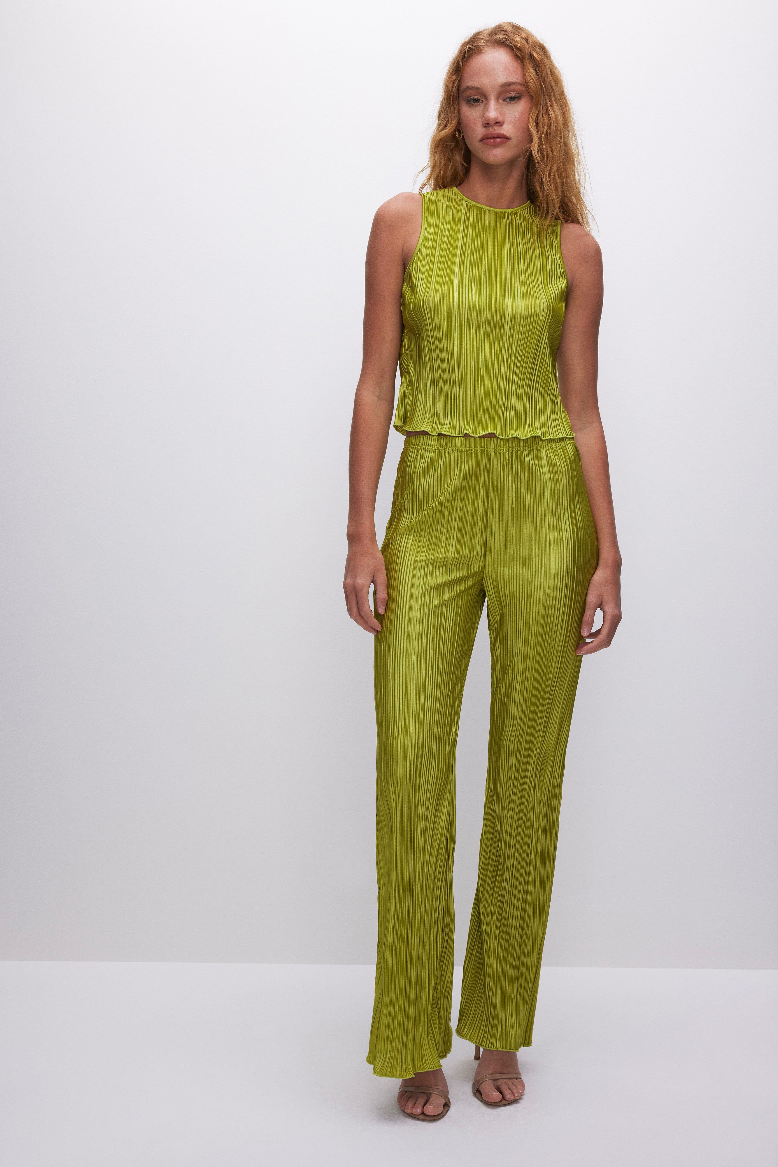 ALWAYS FITS PLISSÉ PANTS | CHARTRUSSE001 sold by Good American product image thumbnail 3