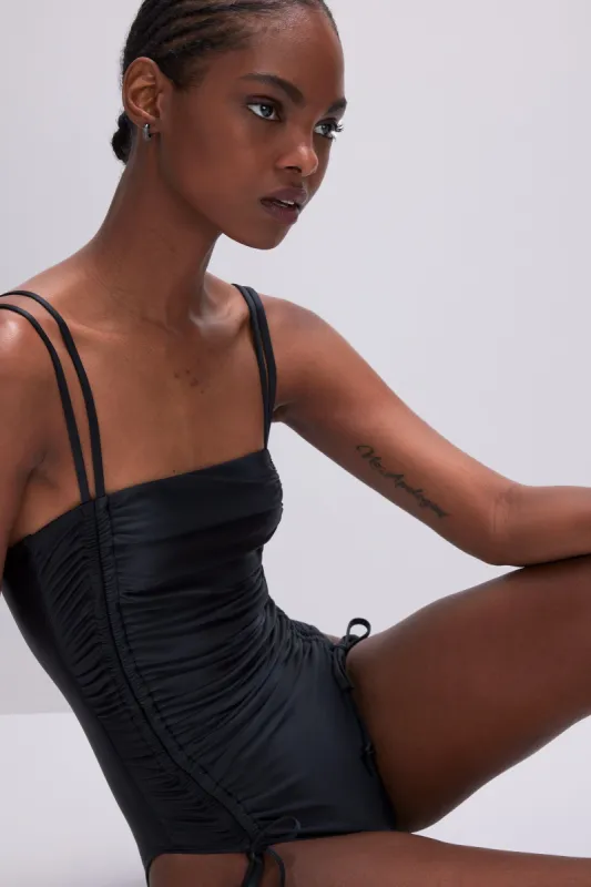 RUCHED WAIST ONE-PIECE SWIMSUIT | BLACK001 sold by Good American