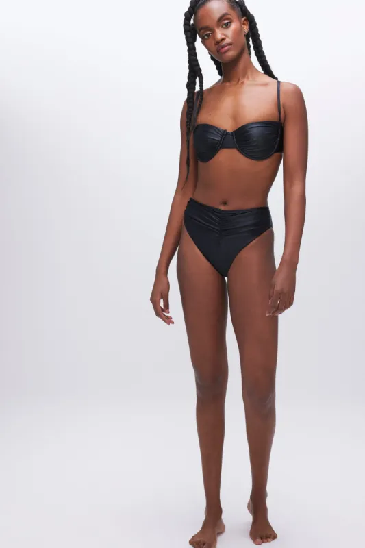 RUCHED GOOD WAIST BIKINI BOTTOM | BLACK001 sold by Good American