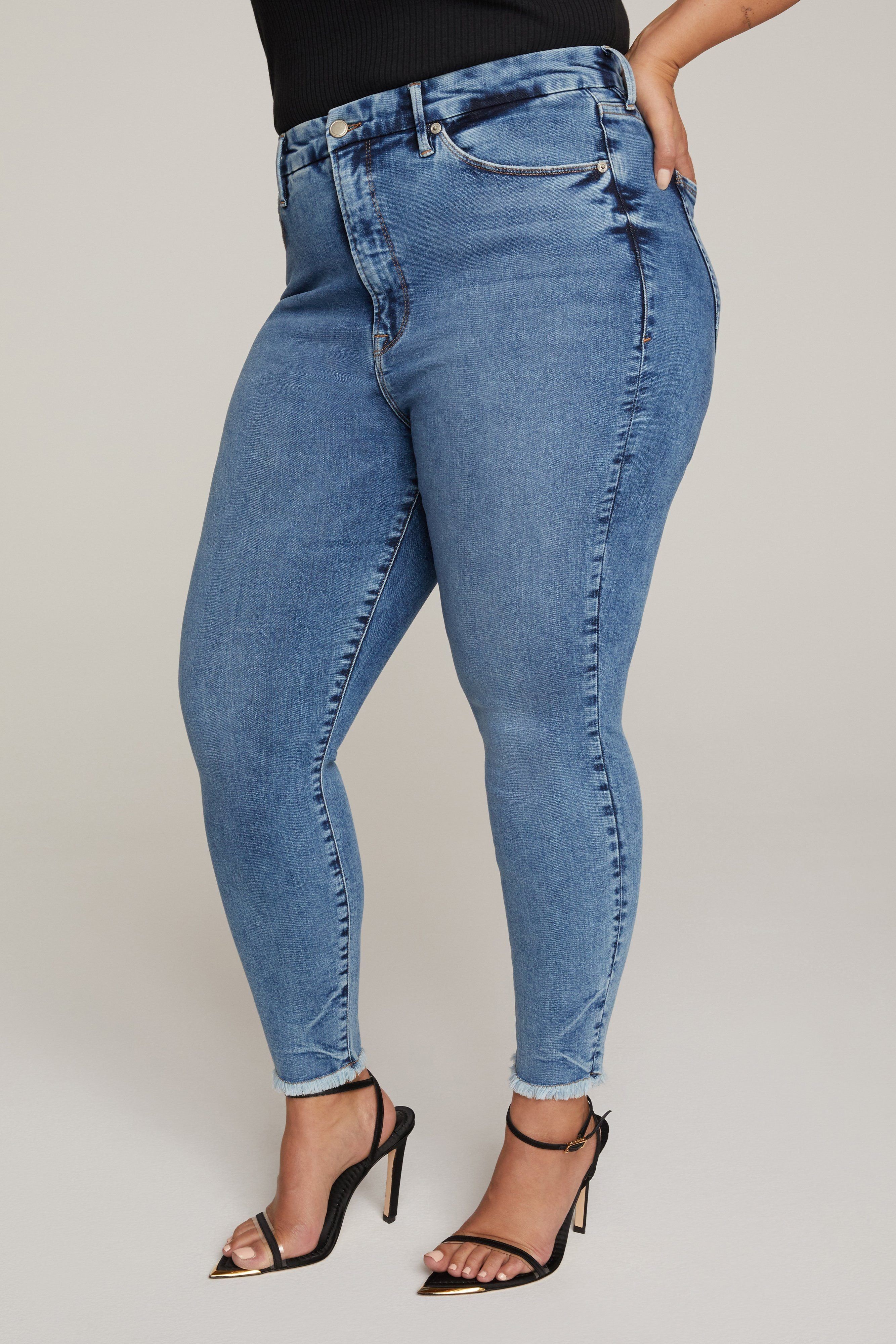 GOOD WAIST CROPPED JEANS | BLUE633 sold by Good American product image thumbnail 3