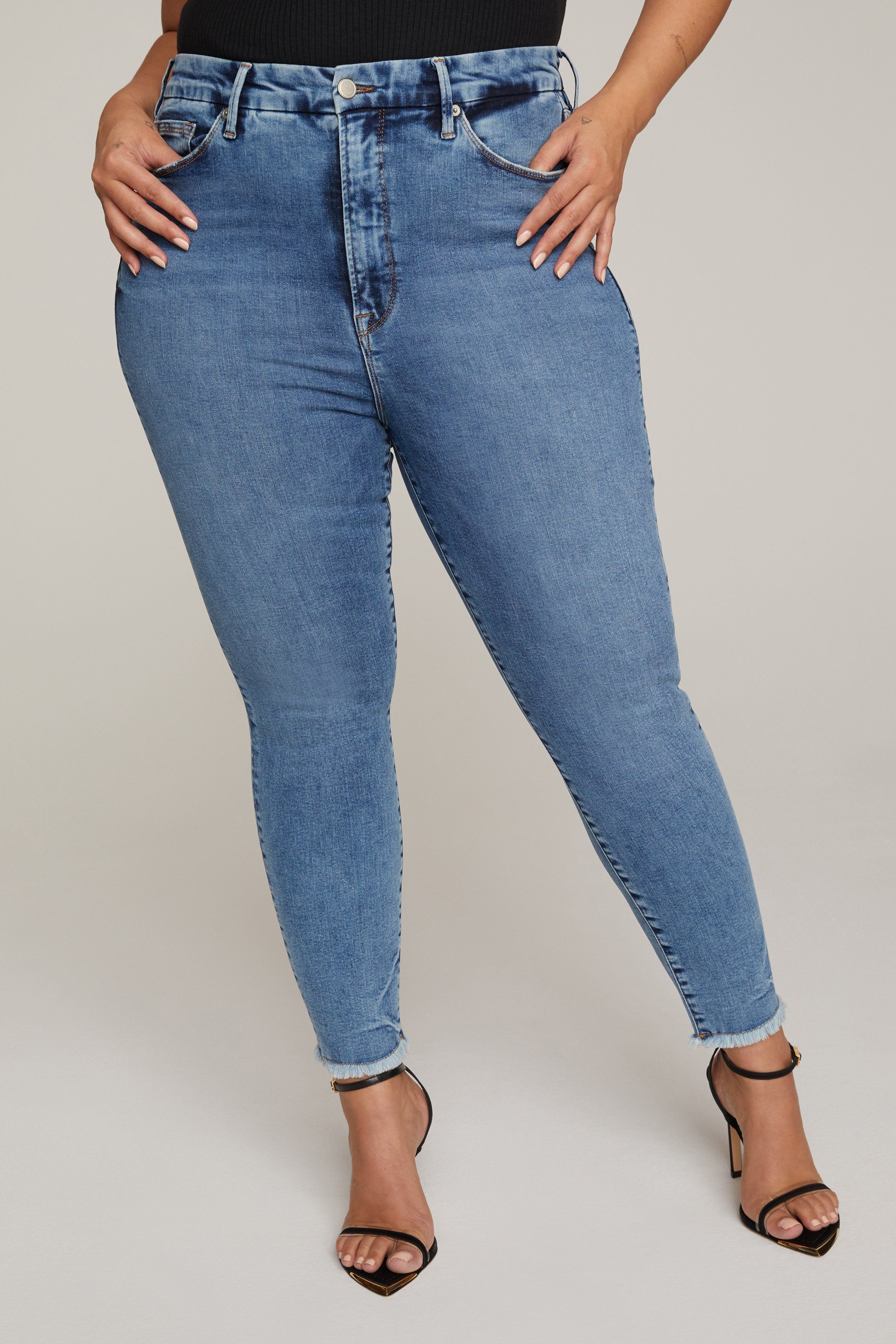 GOOD WAIST CROPPED JEANS | BLUE633 sold by Good American product image thumbnail 2