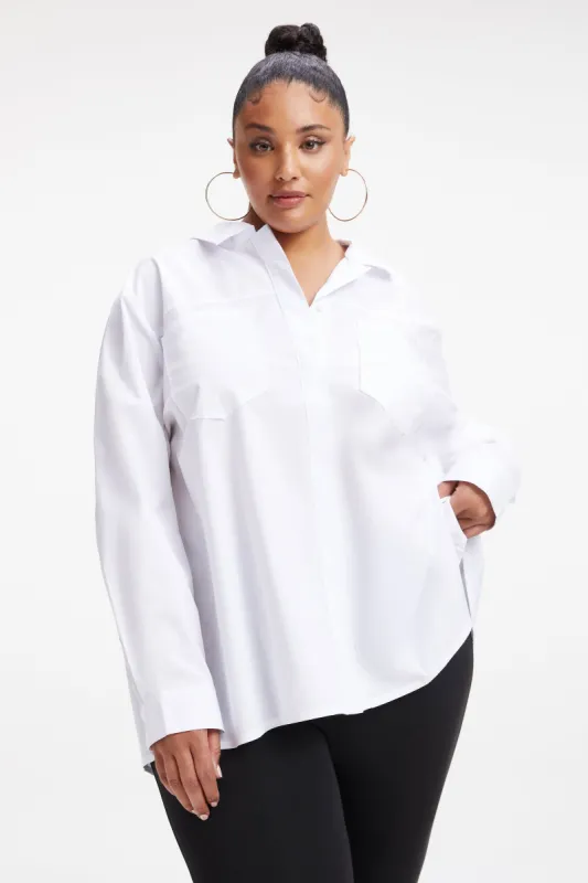 SLIT BACK POPLIN SHIRT | WHITE001 sold by Good American