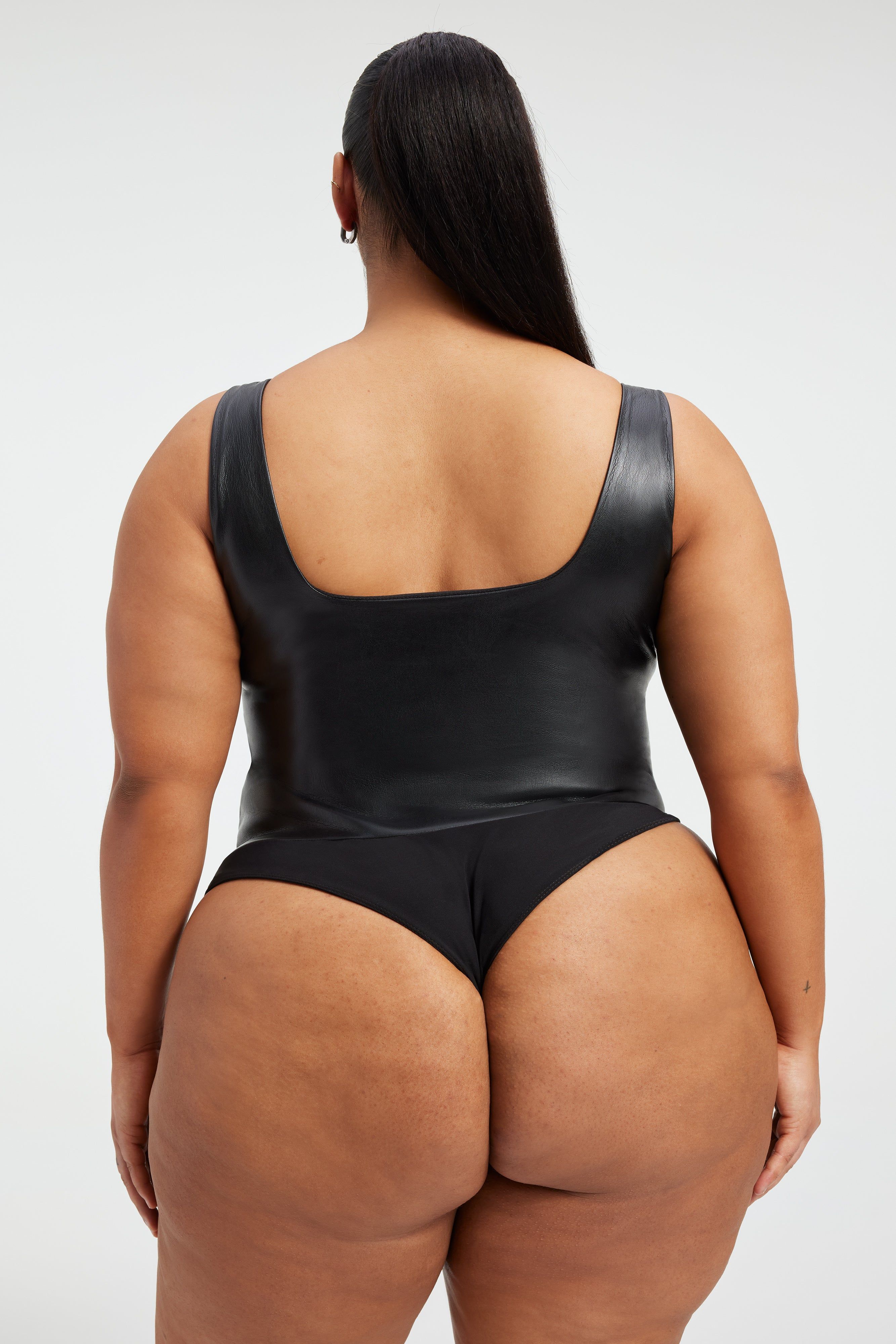 FAUX LEATHER MODERN TANK BODYSUIT | BLACK001 sold by Good American product image thumbnail 5