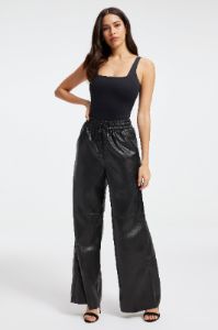 FAUX LEATHER WIDE LEG | BLACK001 sold by Good American
