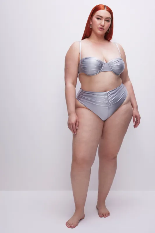 RUCHED GOOD WAIST BIKINI BOTTOM | SILVER001 sold by Good American