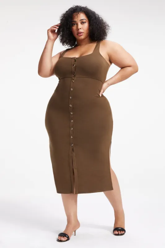 STRETCH JERSEY BUTTON FRONT MIDI | FOG001 sold by Good American