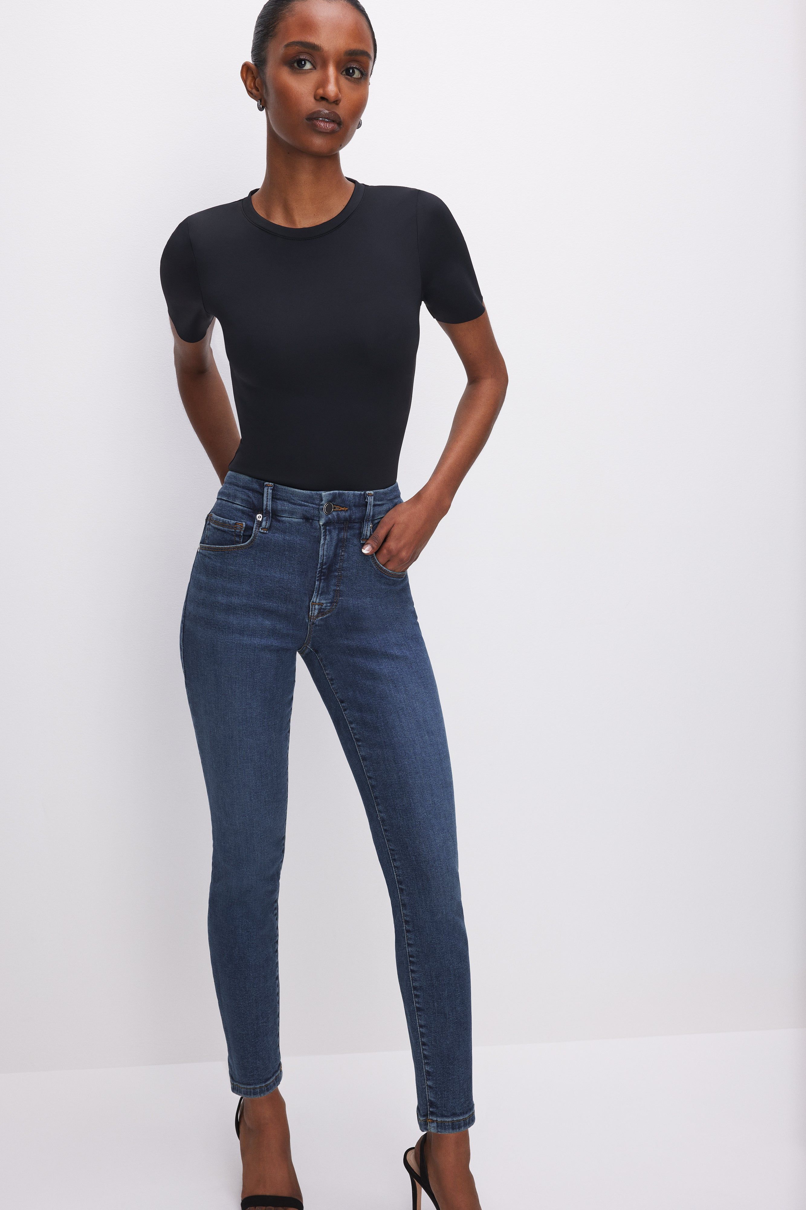 GOOD PETITE SKINNY JEANS | BLUE609 sold by Good American product image thumbnail 2