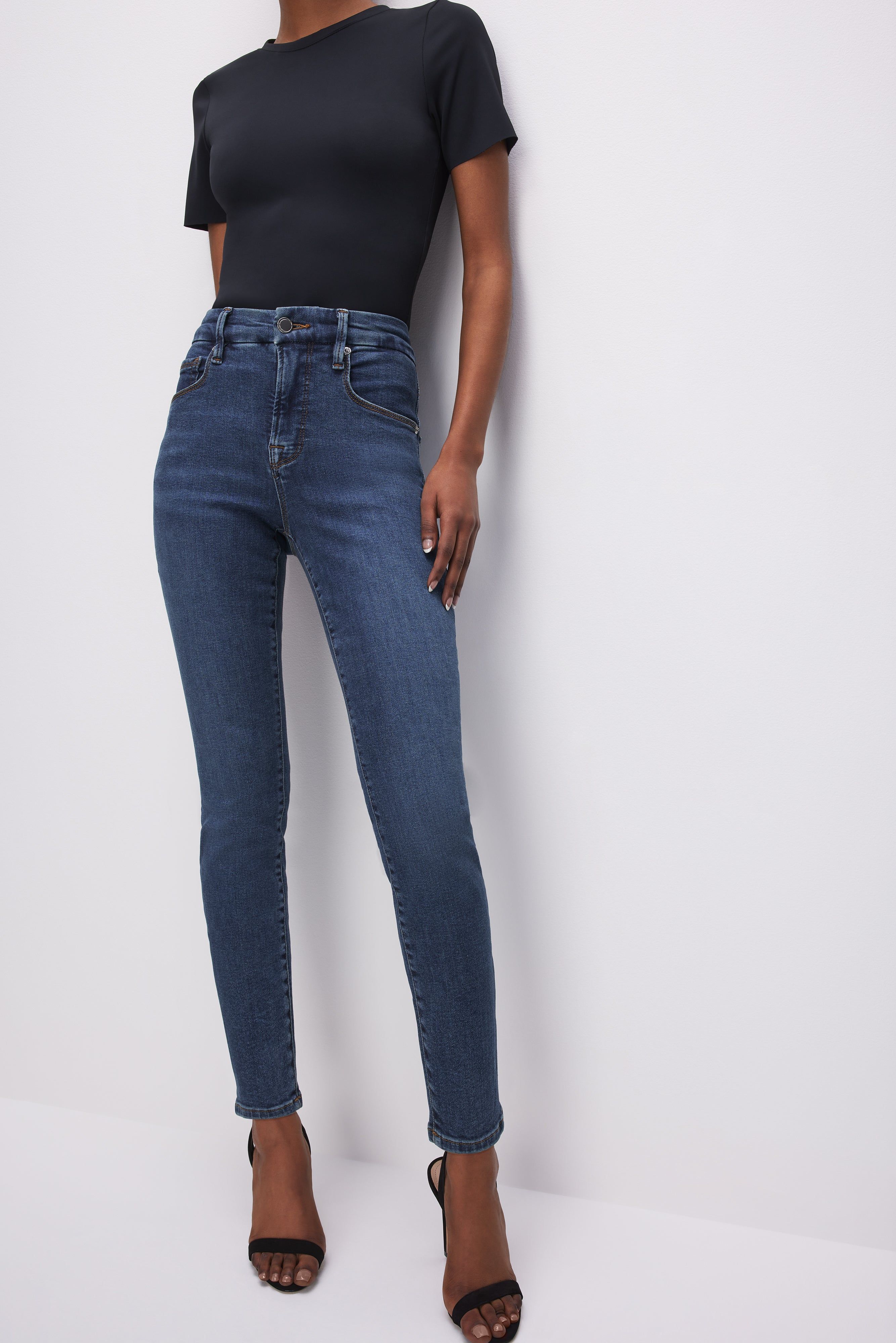 GOOD PETITE SKINNY JEANS | BLUE609 sold by Good American