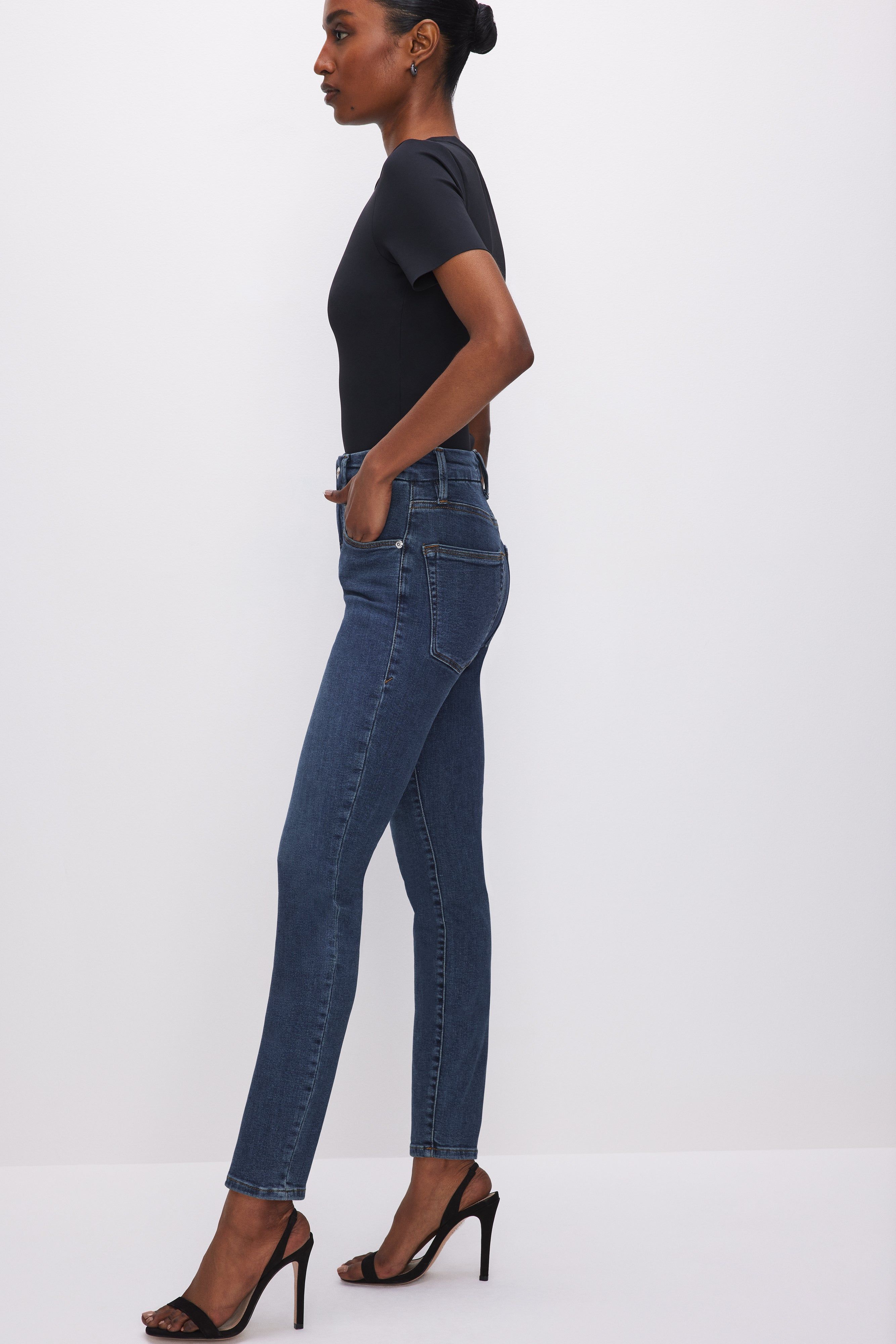 GOOD PETITE SKINNY JEANS | BLUE609 sold by Good American product image thumbnail 3