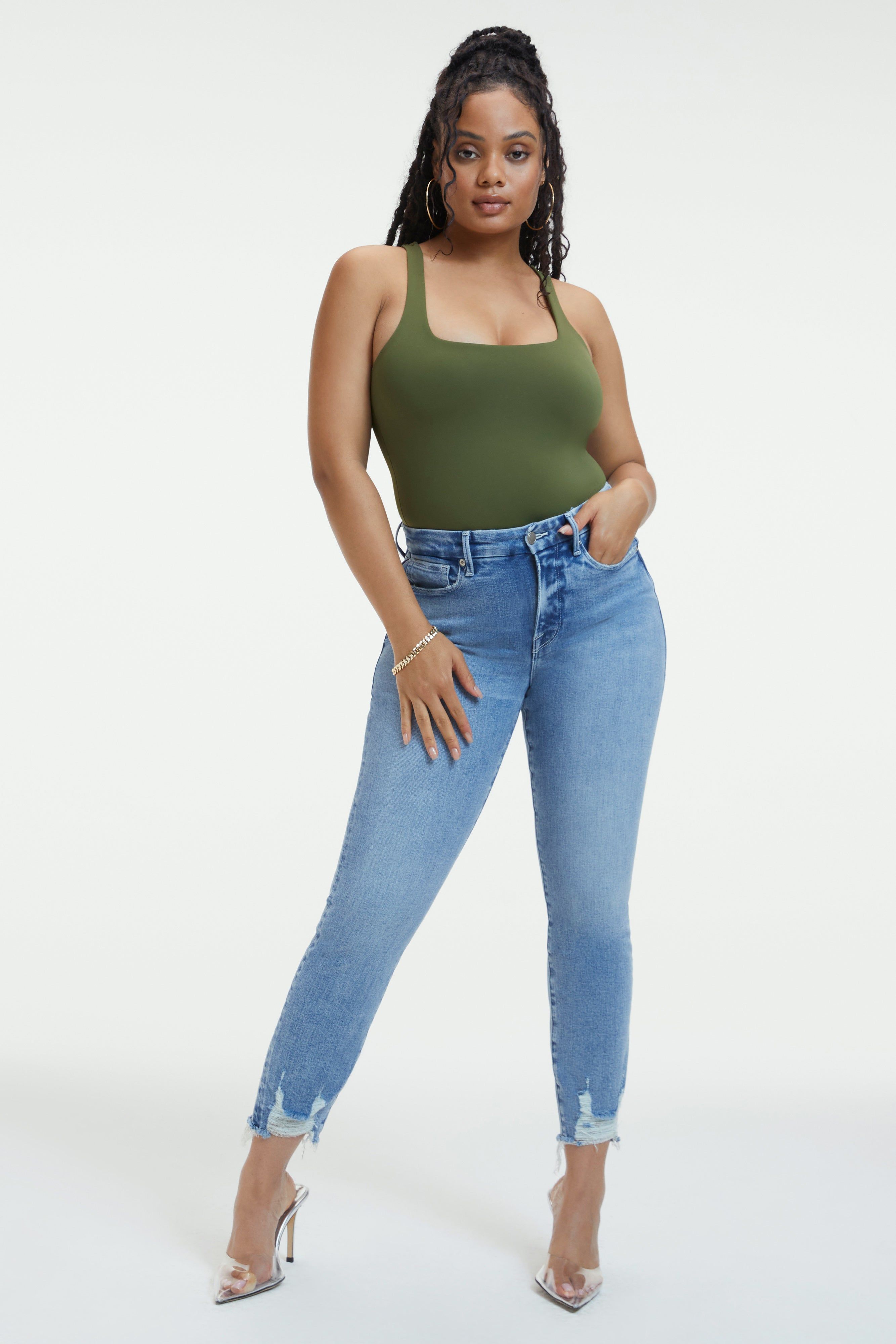 GOOD STRAIGHT LIGHT COMPRESSION JEANS | INDIGO270 sold by Good American