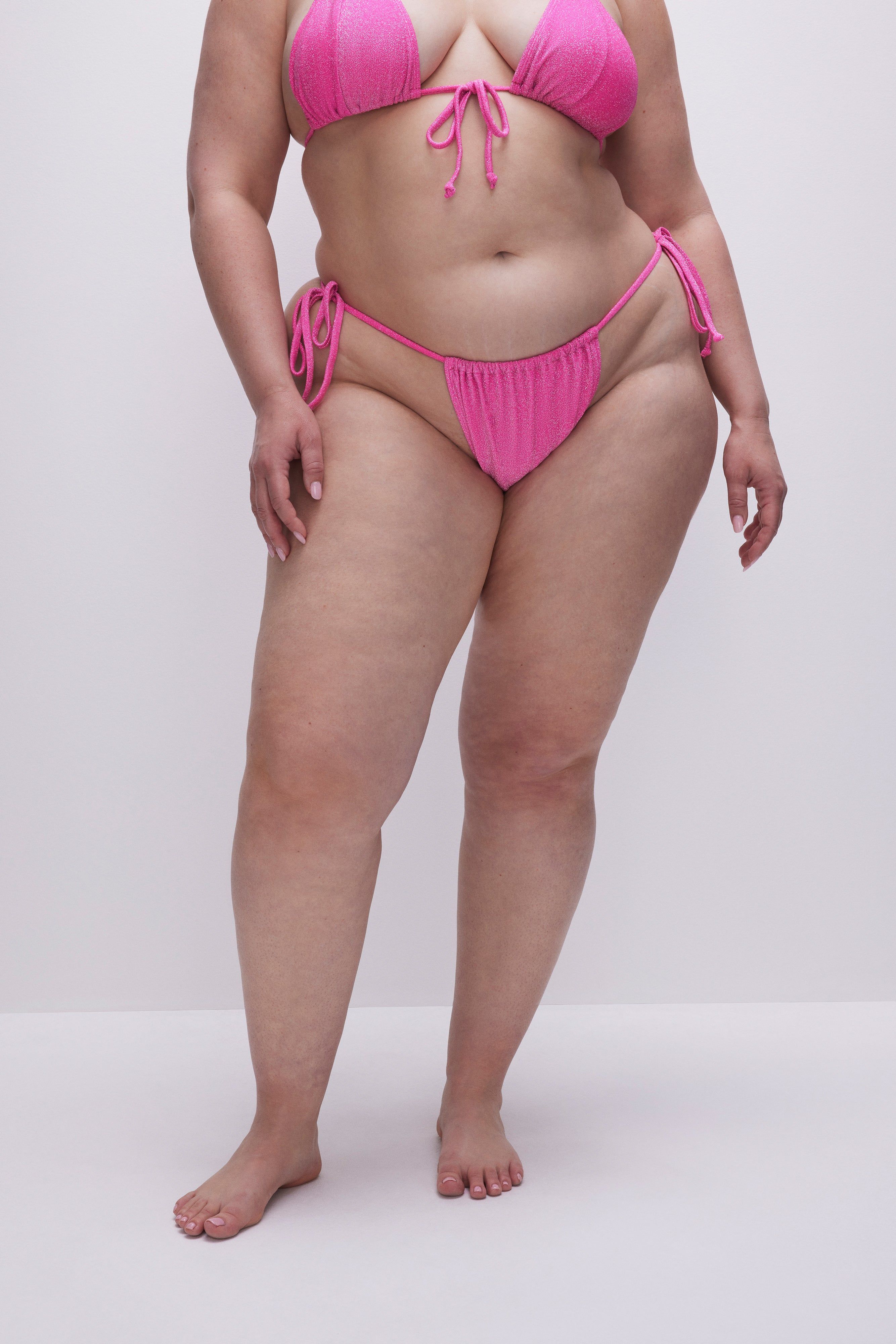 SPARKLE TINY TIES BIKINI BOTTOM | KNOCKOUTPINK001 sold by Good American product image thumbnail 8