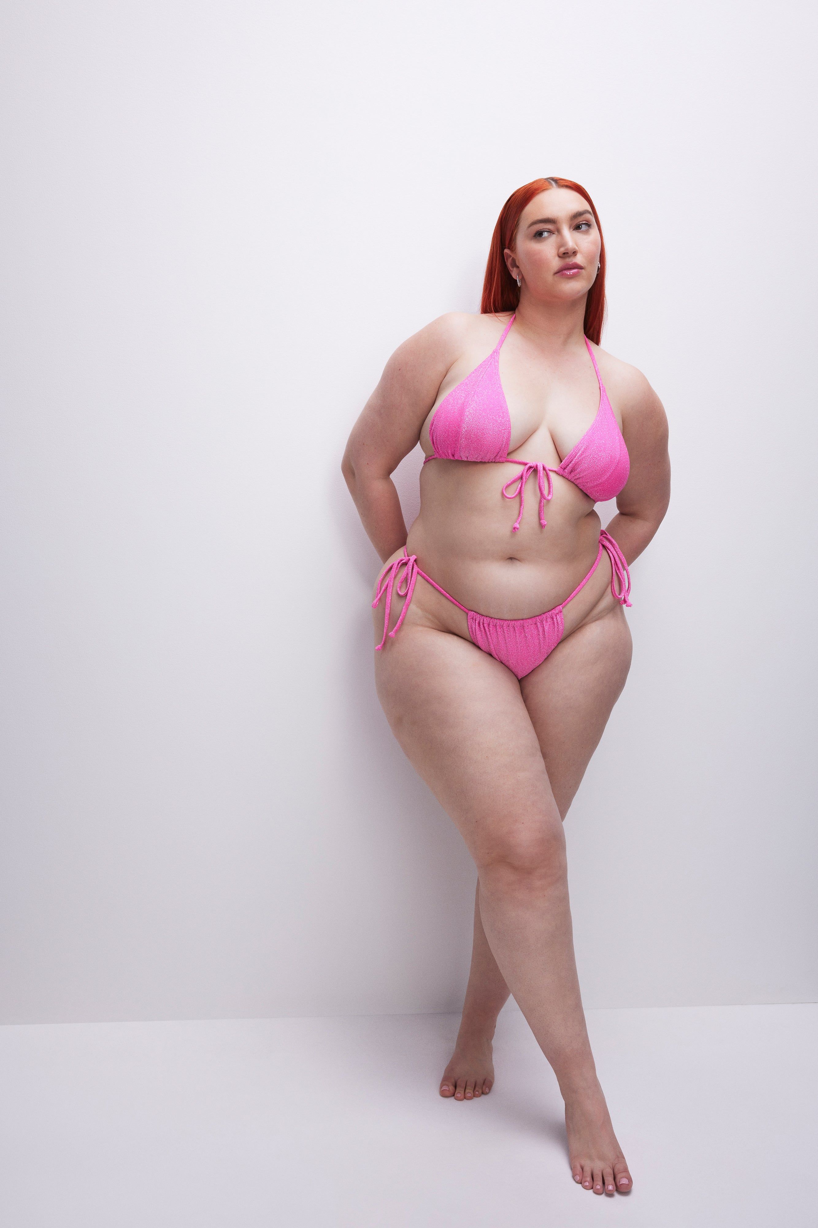 SPARKLE TINY TIES BIKINI BOTTOM | KNOCKOUTPINK001 sold by Good American product image thumbnail 6