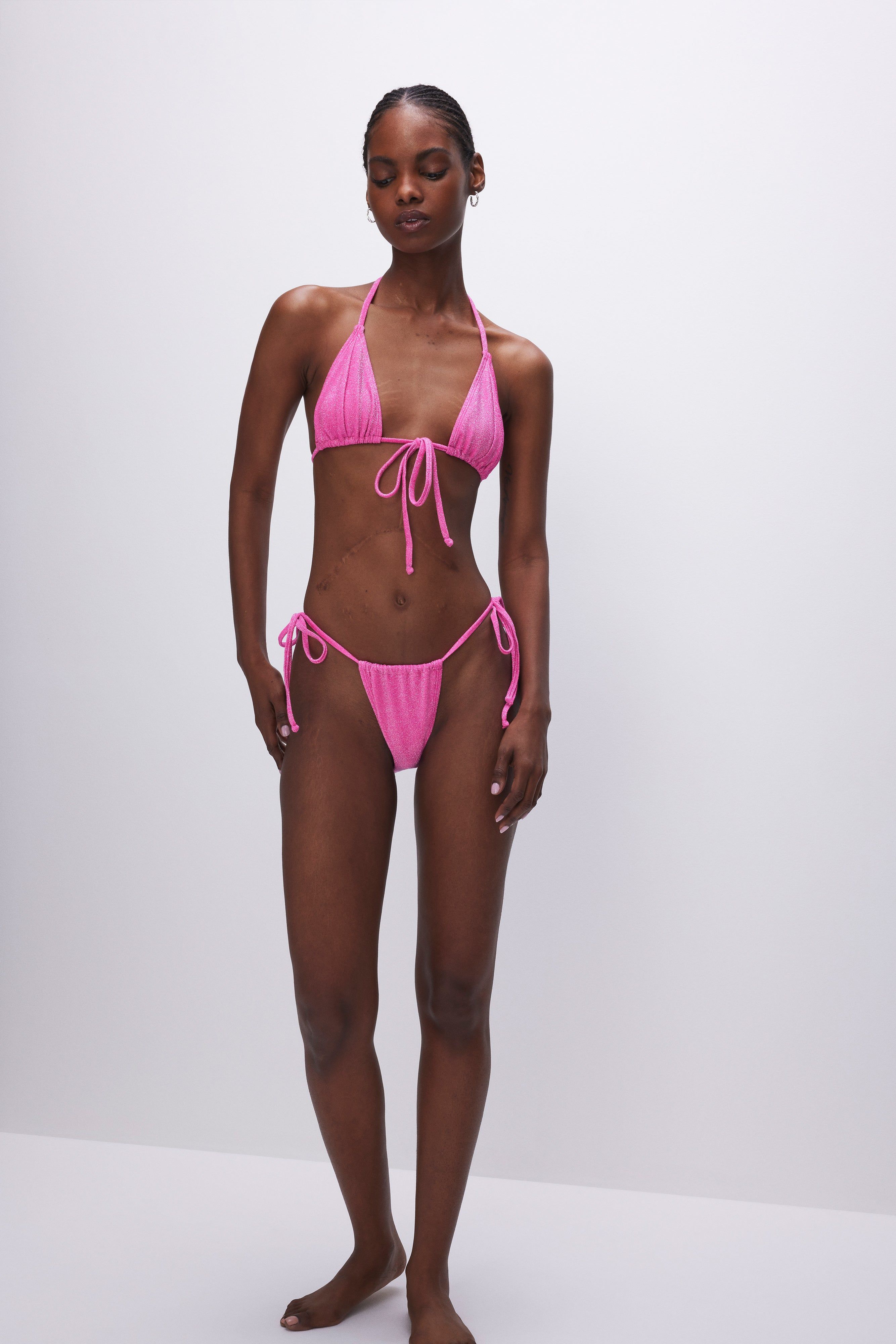 SPARKLE TINY TIES BIKINI BOTTOM | KNOCKOUTPINK001 sold by Good American