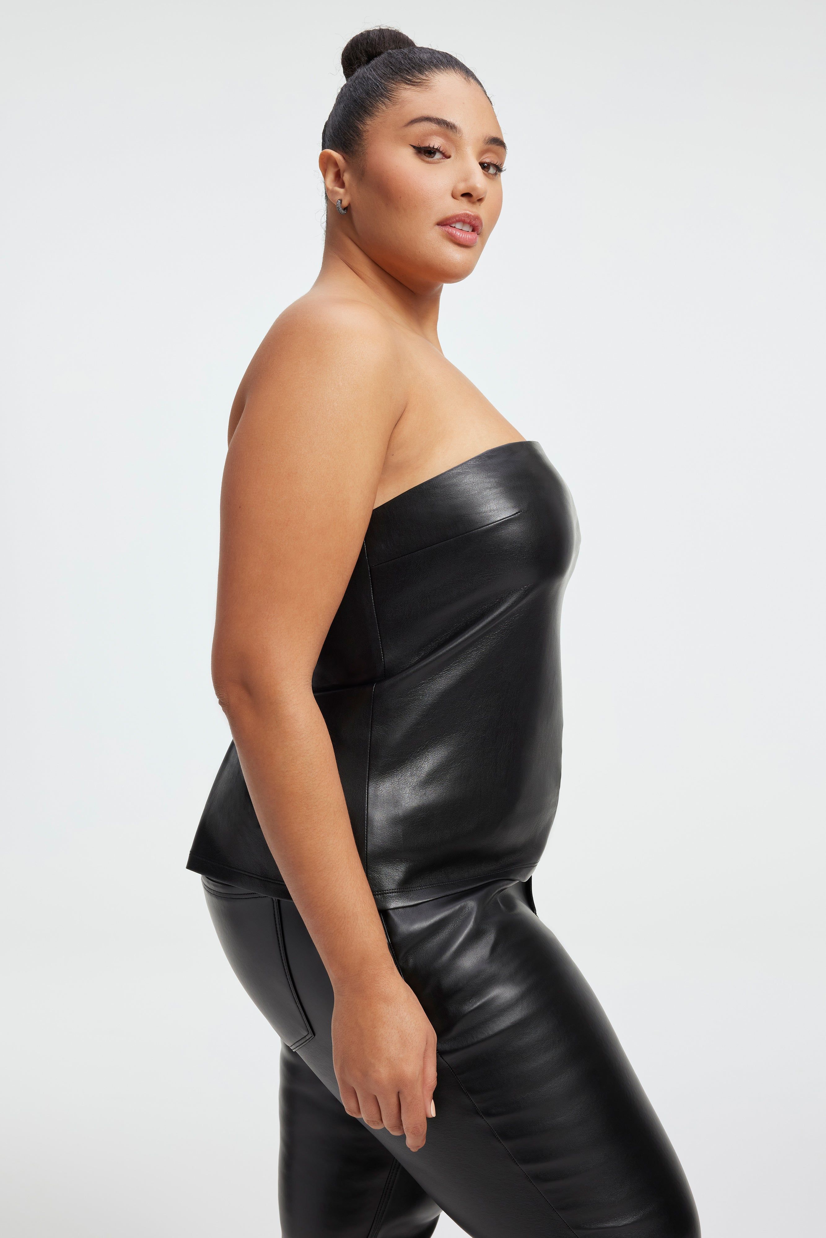 FAUX LEATHER TUBE TOP | BLACK001 sold by Good American product image thumbnail 8