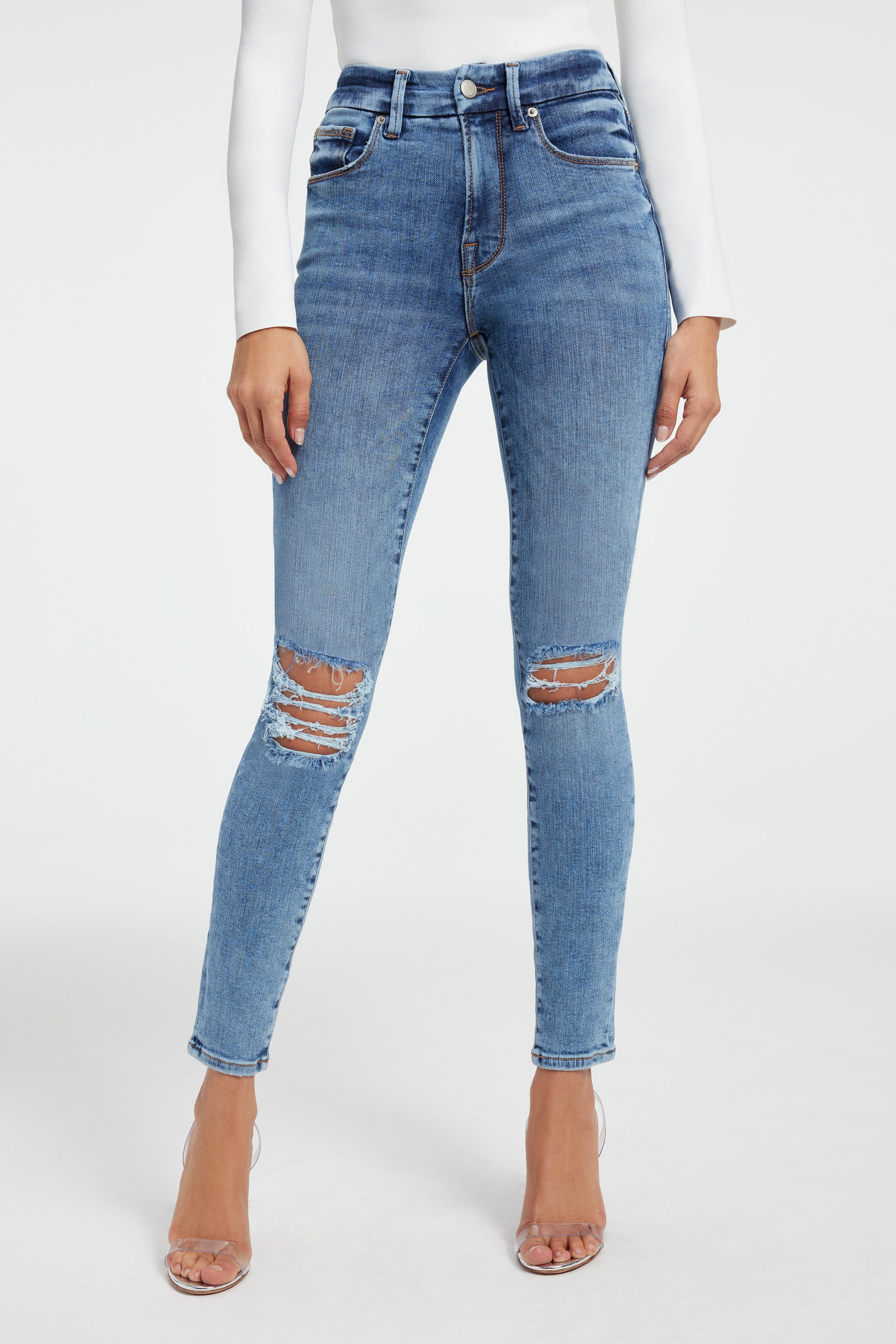 GOOD LEGS SKINNY JEANS | INDIGO439 sold by Good American product image thumbnail 7