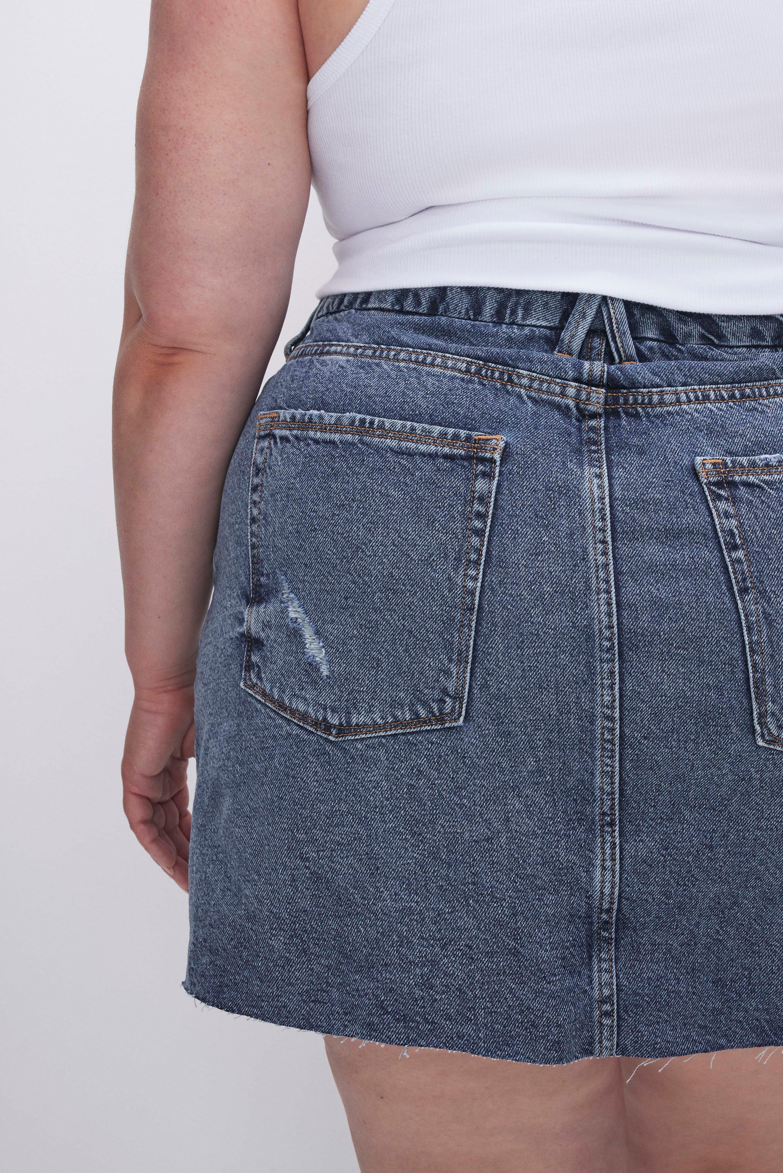 DENIM MINI SKIRT | INDIGO496 sold by Good American product image thumbnail 11