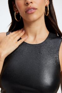 FAUX LEATHER SHELL TANK | BLACK001 sold by Good American