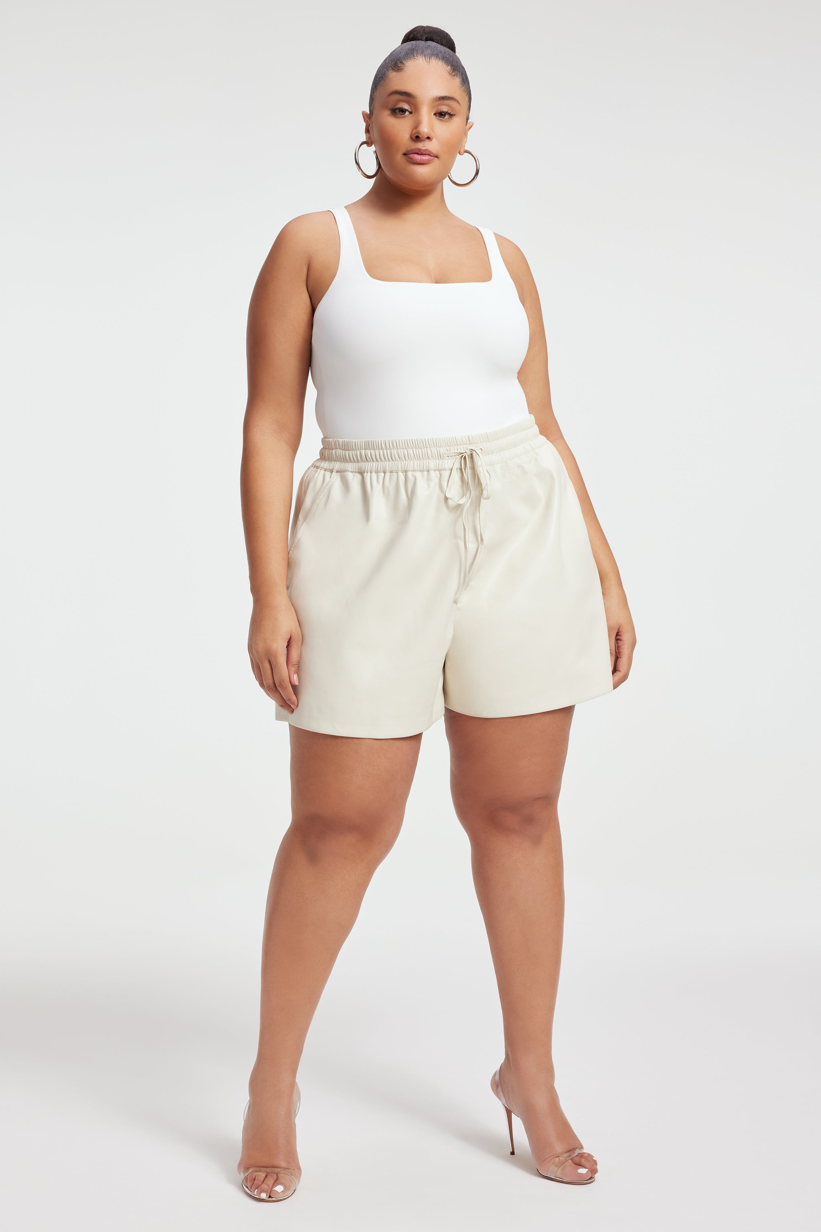 FAUX LEATHER SHORTS | BONE001 sold by Good American product image thumbnail 9