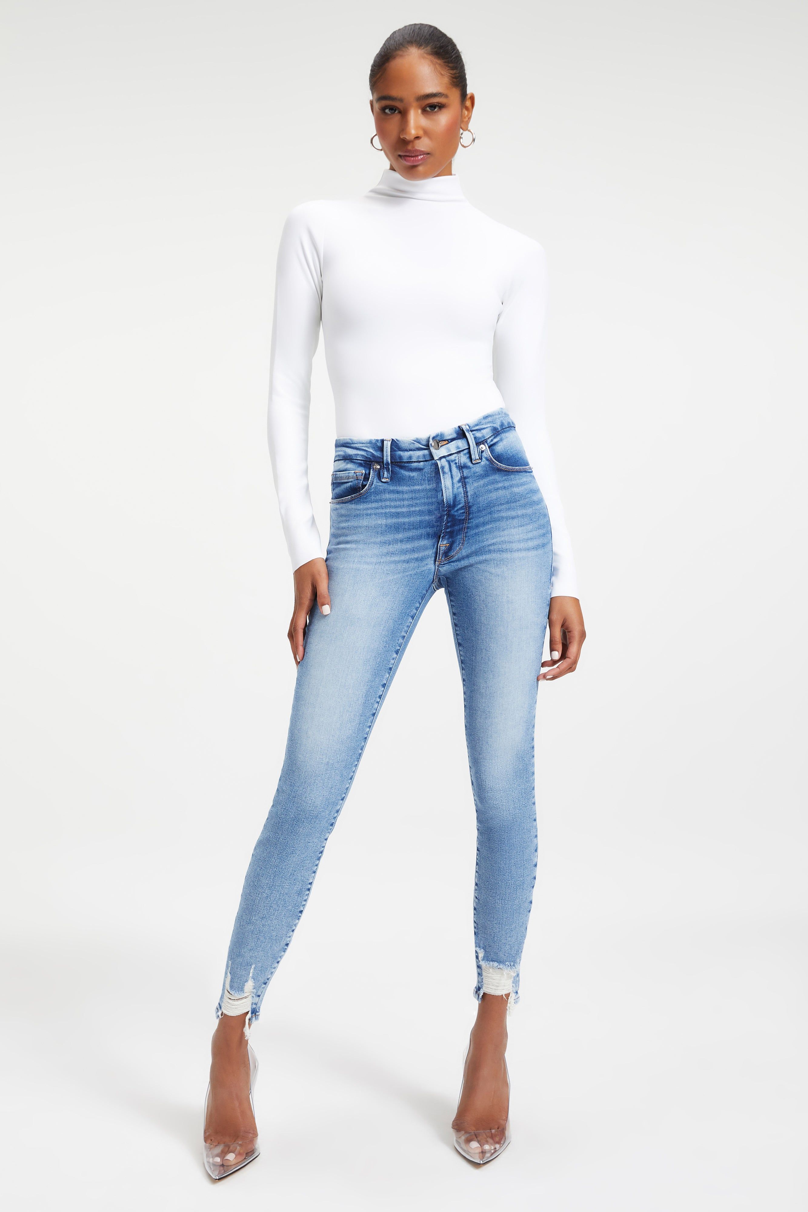 GOOD LEGS CROPPED JEANS | INDIGO010 sold by Good American product image thumbnail 3