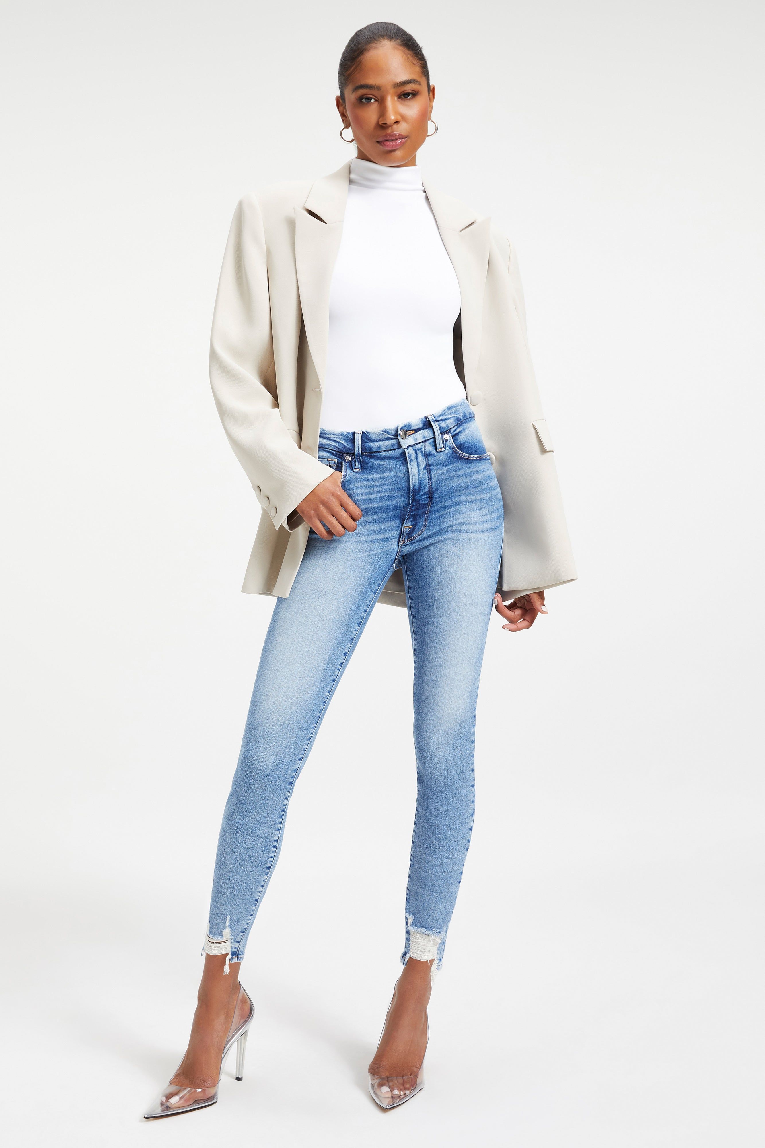 GOOD LEGS CROPPED JEANS | INDIGO010 sold by Good American product image thumbnail 2