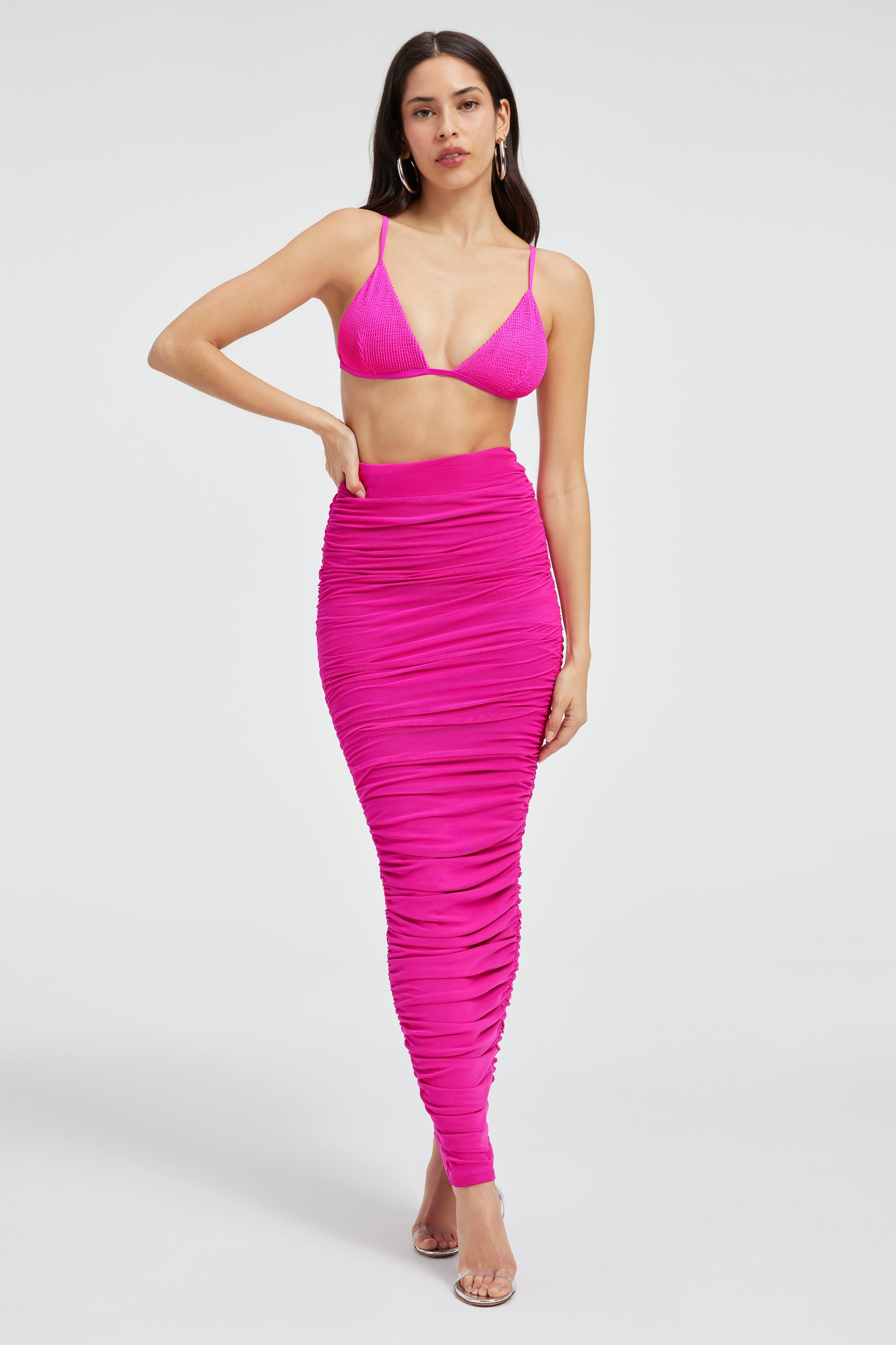 RUCHED MESH MAXI SKIRT | FUCHSIA PINK001 sold by Good American product image thumbnail 2