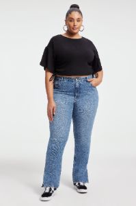 RUCHED COTTON RIB T-SHIRT | BLACK001 sold by Good American
