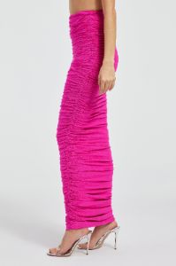 RUCHED MESH MAXI SKIRT | FUCHSIA PINK001 sold by Good American