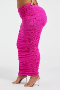 RUCHED MESH MAXI SKIRT | FUCHSIA PINK001 sold by Good American