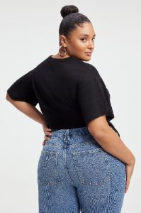 RUCHED COTTON RIB T-SHIRT | BLACK001 sold by Good American